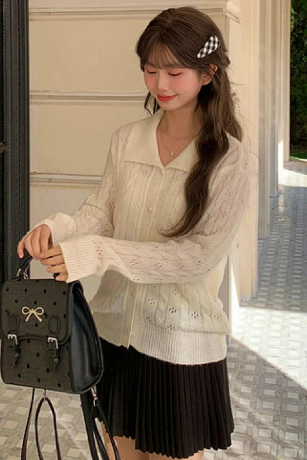 Sweet Girly Hollow Knit Cardigan - Image 6