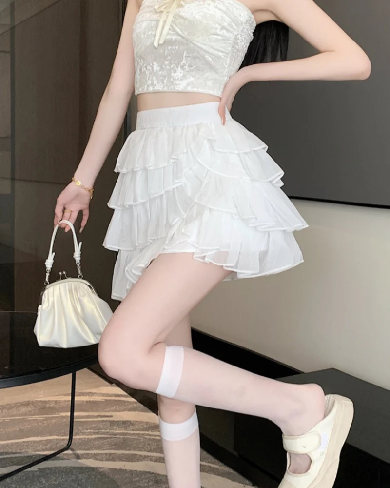 Sweet Irregular Ruffle Cake Skirt - Image 3