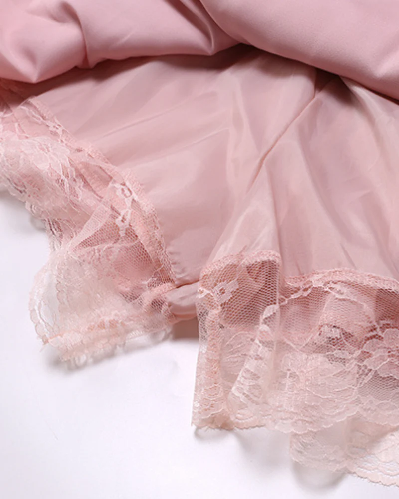 Sweet Lace Acetate Satin Puffy Skirt - Image 3