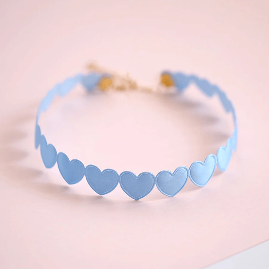 Sweet Lolita Aesthetic Choker Necklace Pastel Hearts - Image 6