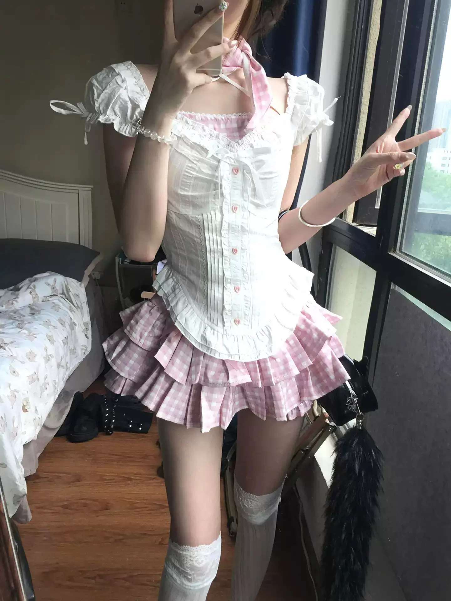 Sweet Pink Cake Skirt Two-piece Summer Set - Image 2