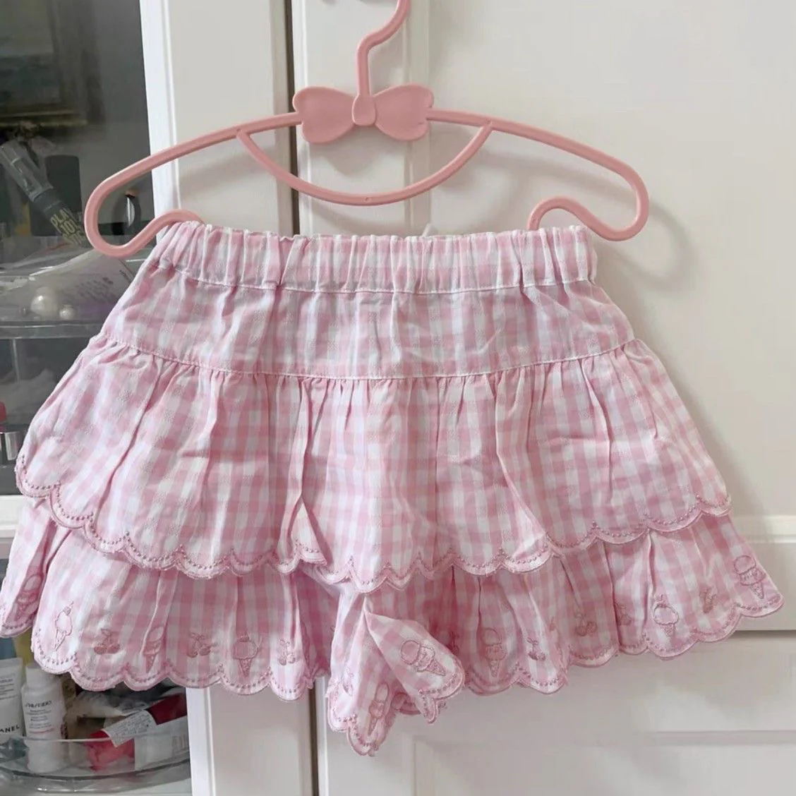 Sweet Pink Plaid Cute Cake Skirt