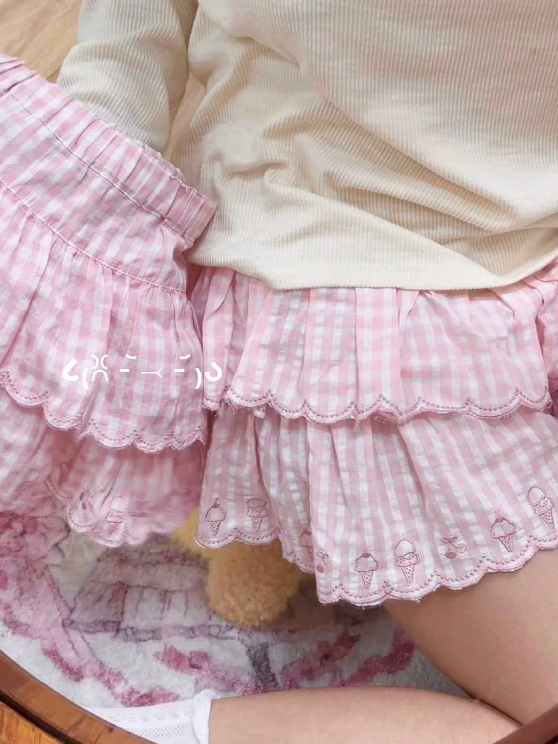 Sweet Pink Plaid Cute Cake Skirt - Image 3