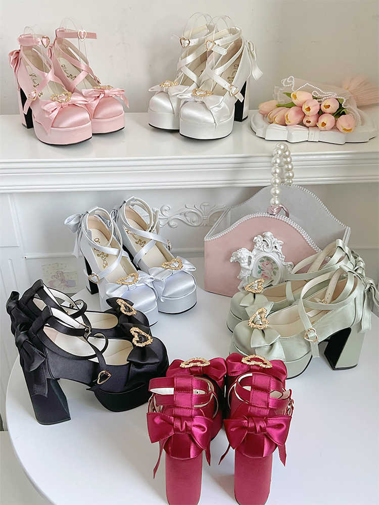 Sweet Satin Bows Mary High Heels - Image 3