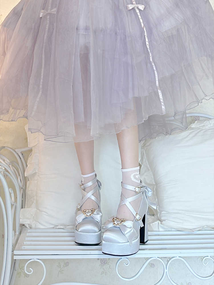 Sweet Satin Bows Mary High Heels - Image 5