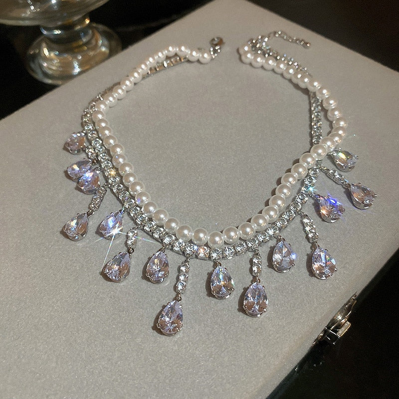 Teardrop Layered Pearl Choker - Image 3