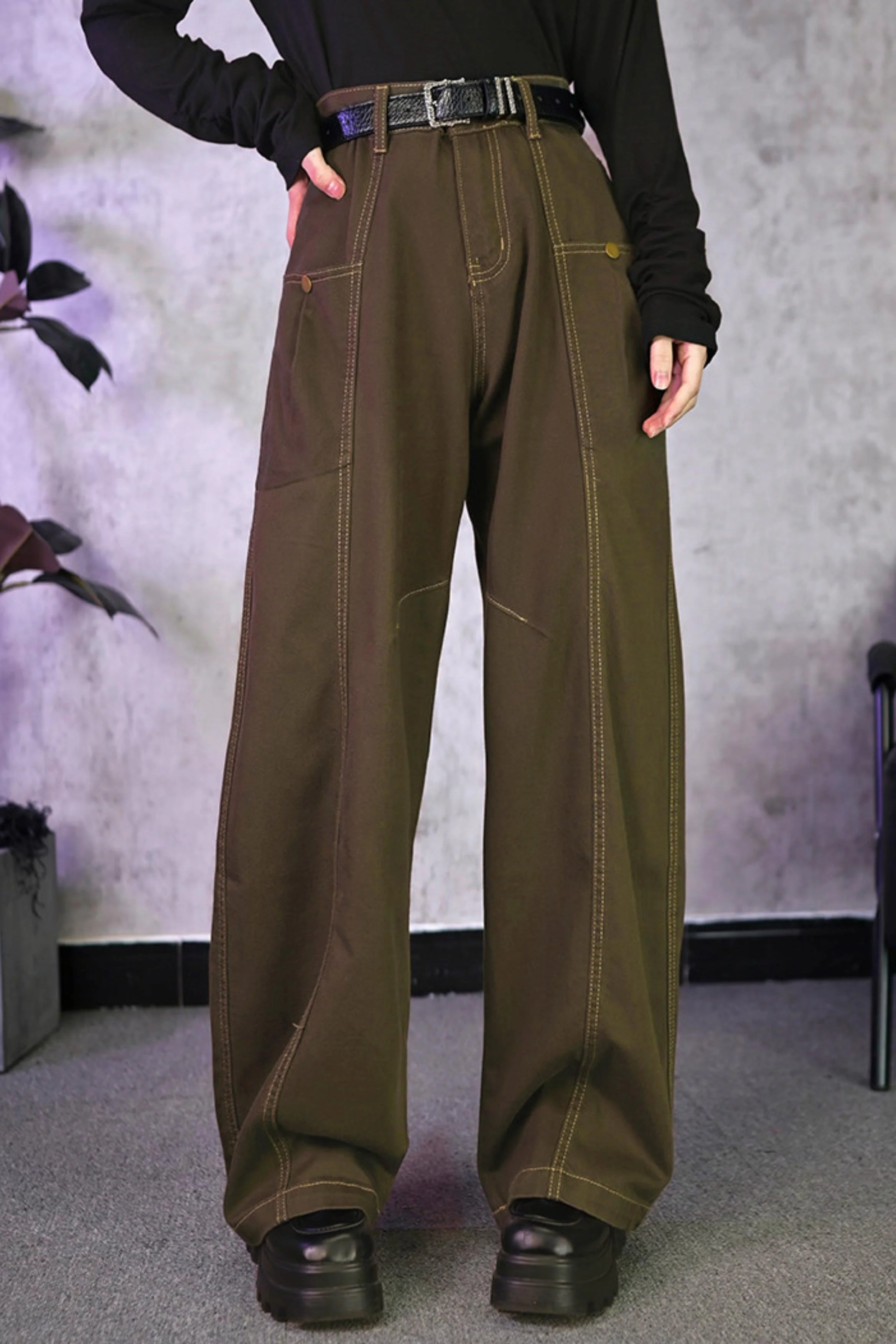 Tencel Patchwork Denim Pants
