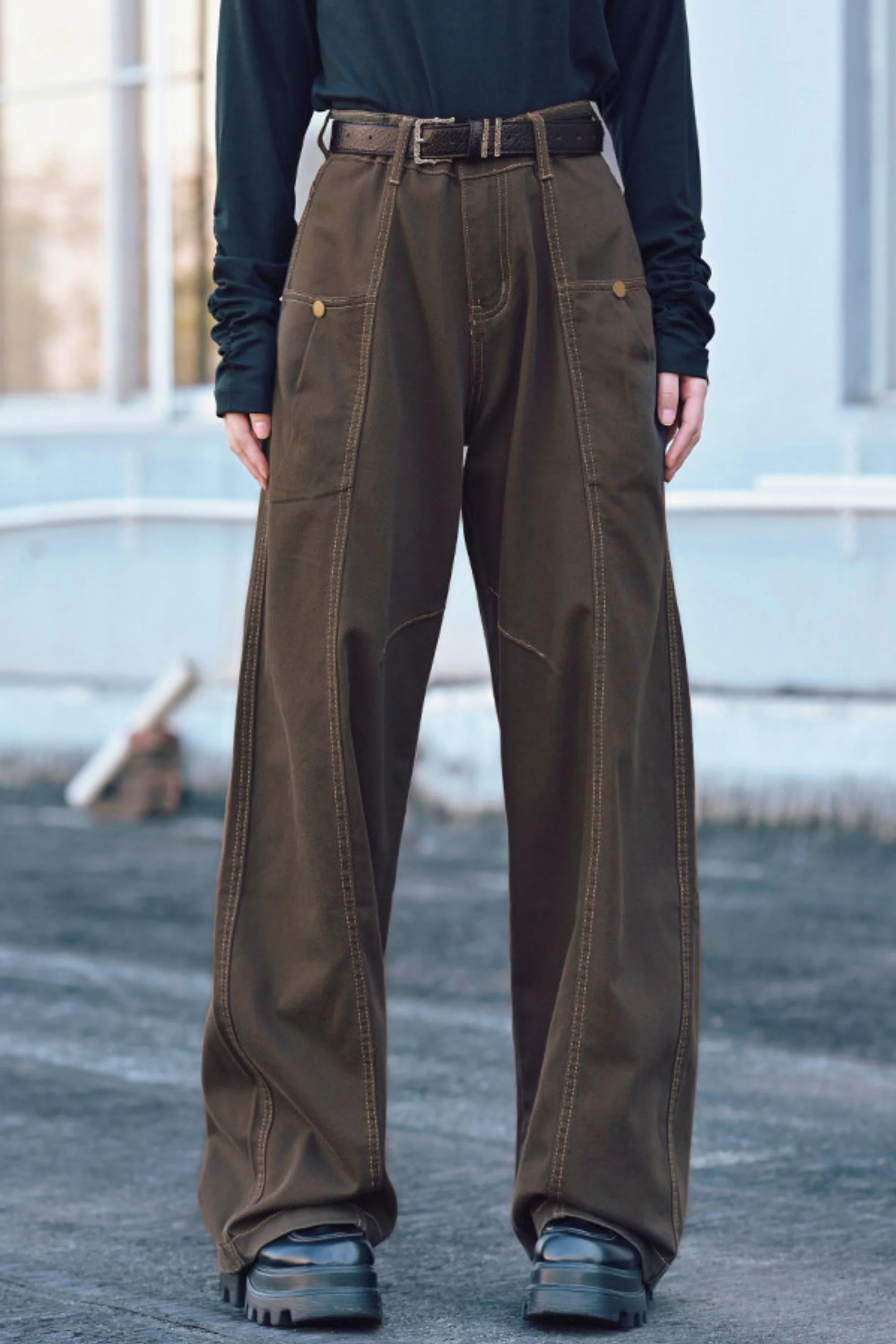 Tencel Patchwork Denim Pants - Image 10