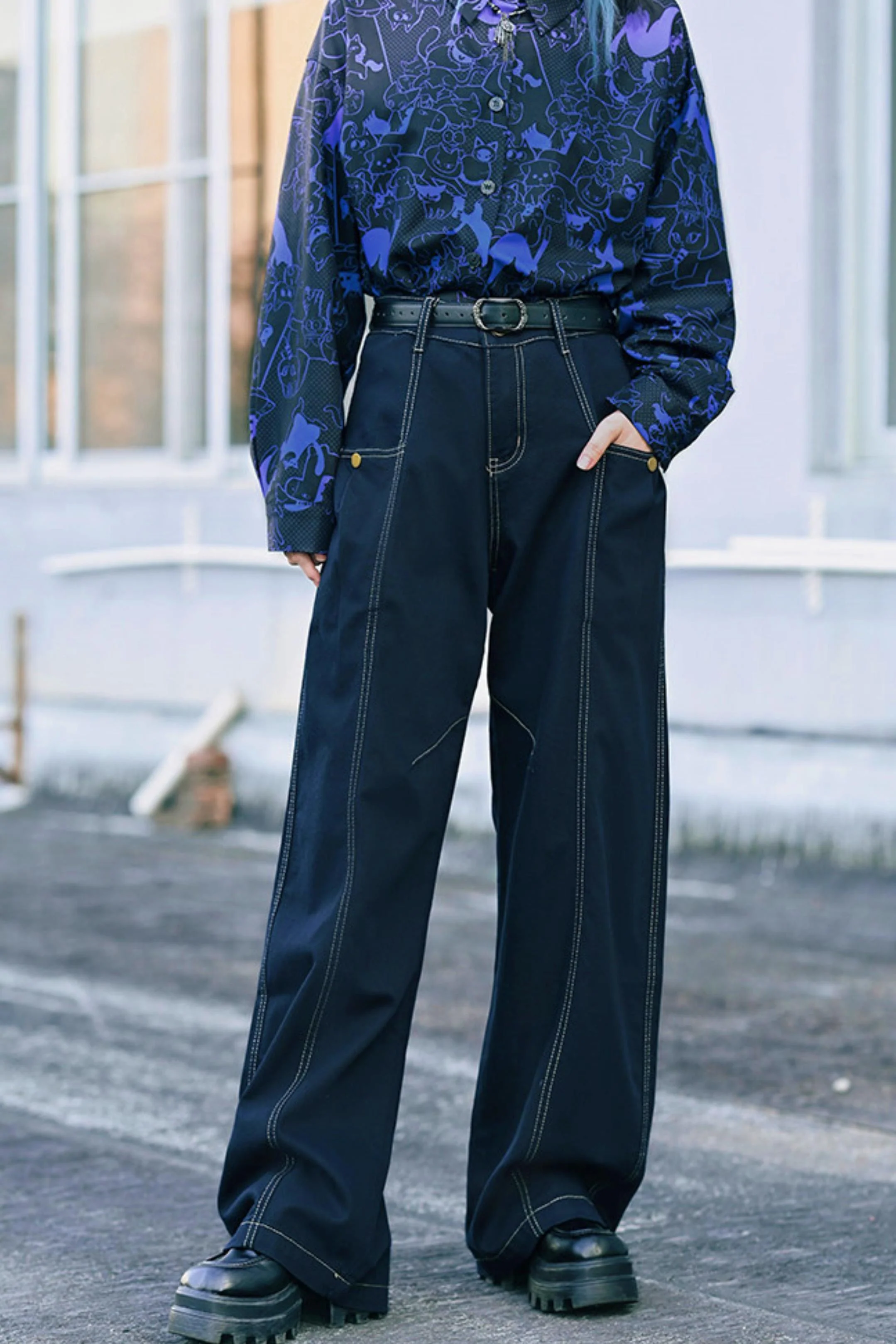 Tencel Patchwork Denim Pants - Image 23