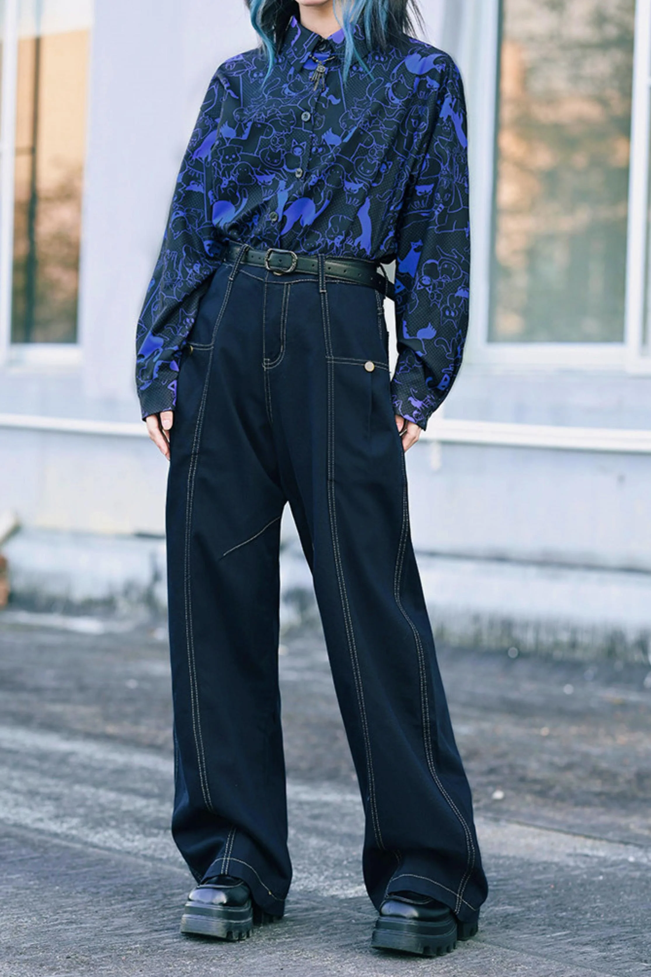 Tencel Patchwork Denim Pants - Image 24