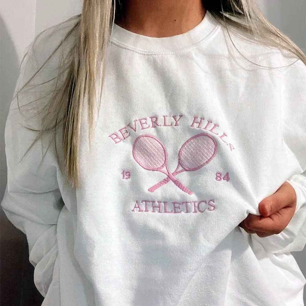 Tennis Preppy Letters Embroidered Sweatshirt - Image 2