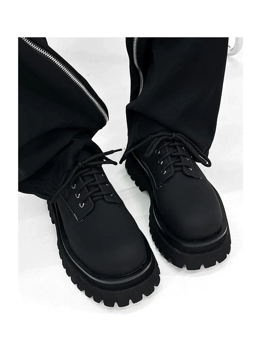 Thick-Soled Chunky Black Platform Derby Shoes - Image 9