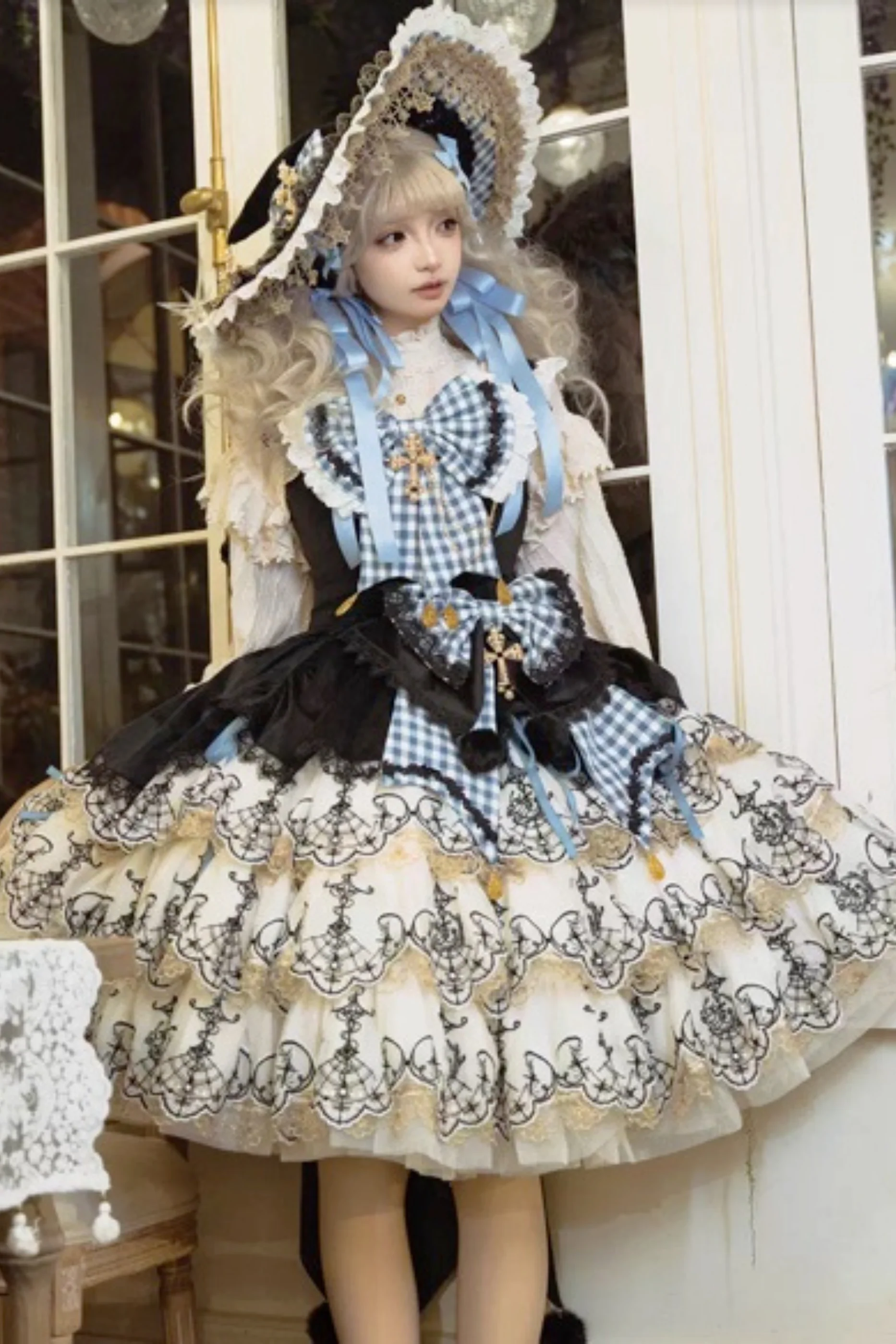 [Pre-order] Element Lolita Jumper Skirt + Inner Top + Cape + Big Ribbon + Hat - Image 10