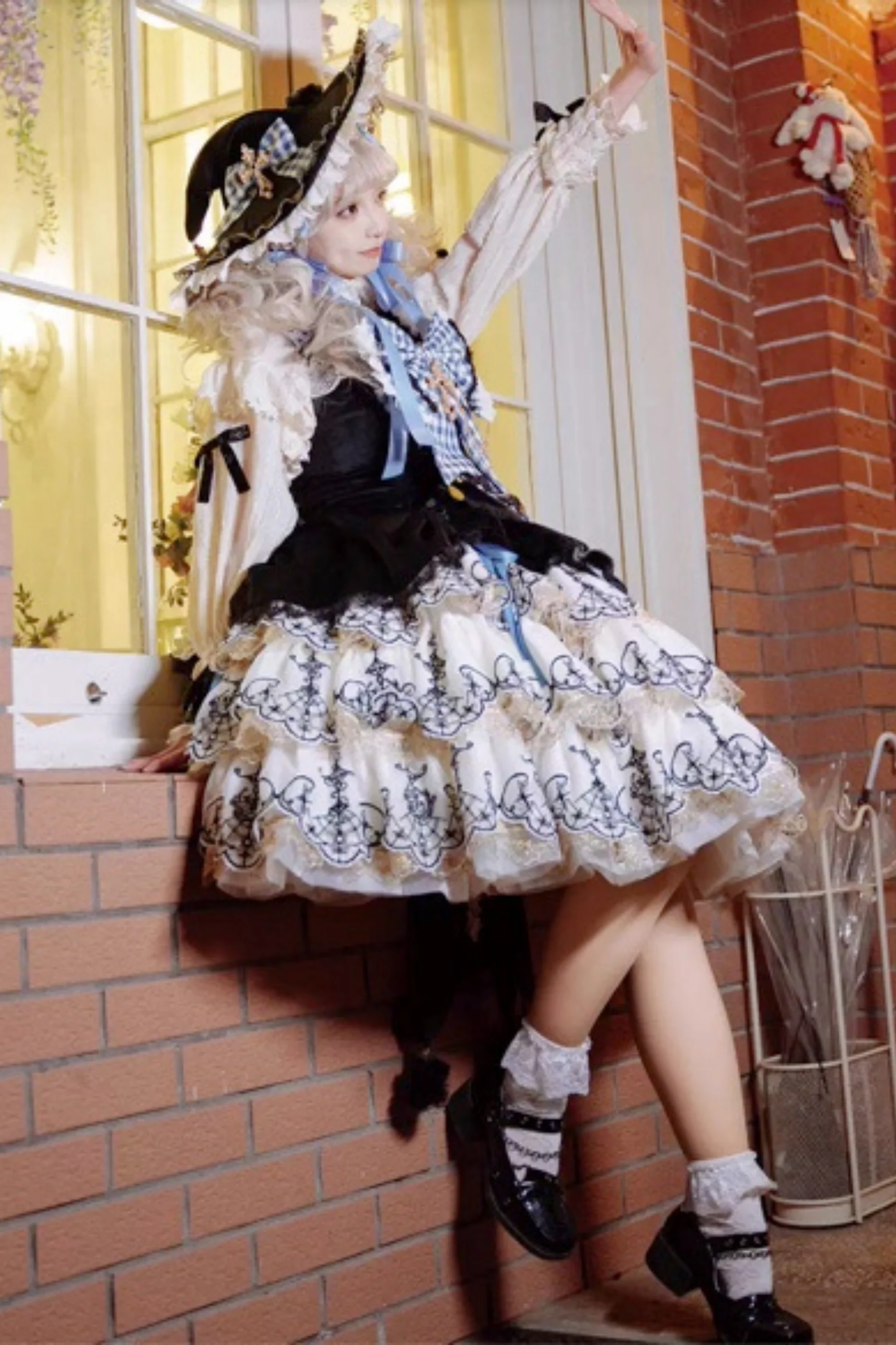 [Pre-order] Element Lolita Jumper Skirt + Inner Top + Cape + Big Ribbon + Hat - Image 15