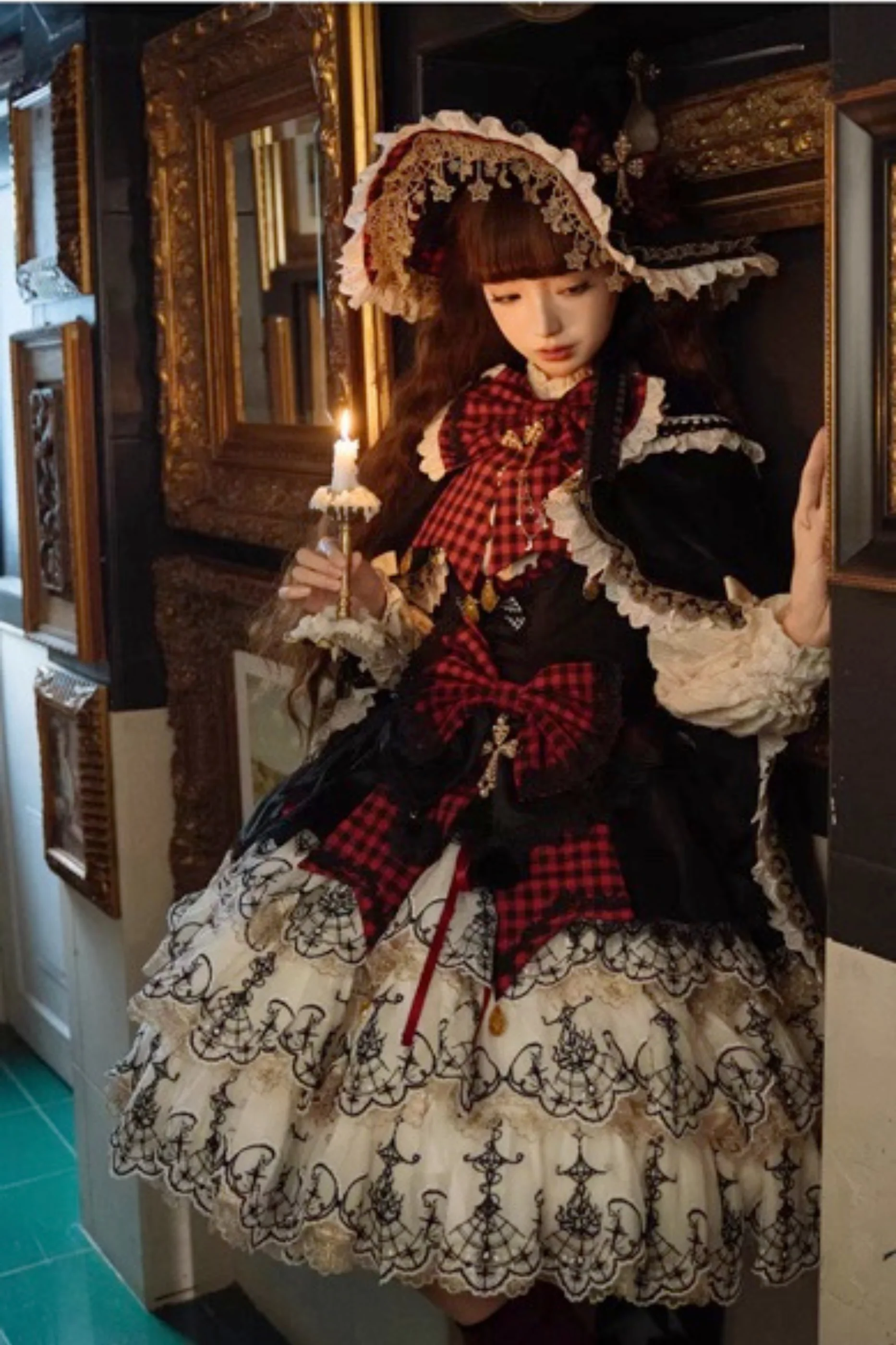 [Pre-order] Element Lolita Jumper Skirt + Inner Top + Cape + Big Ribbon + Hat - Image 30