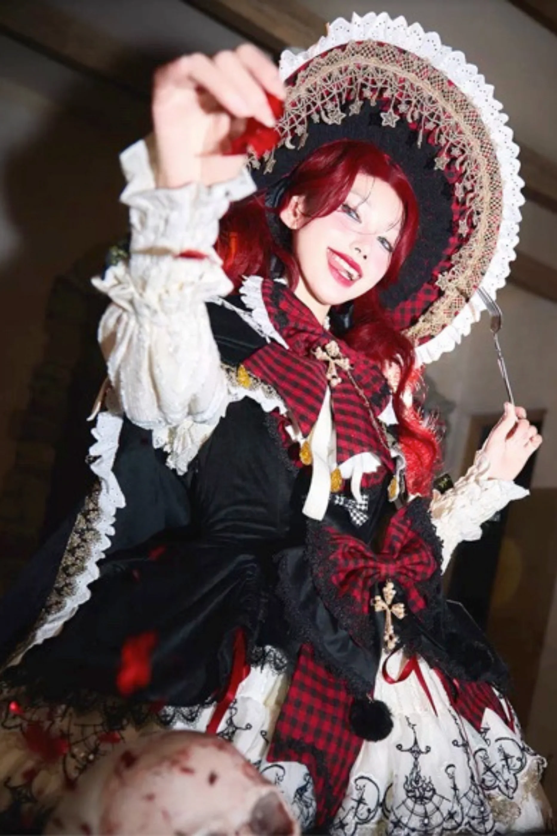 [Pre-order] Element Lolita Jumper Skirt + Inner Top + Cape + Big Ribbon + Hat - Image 31