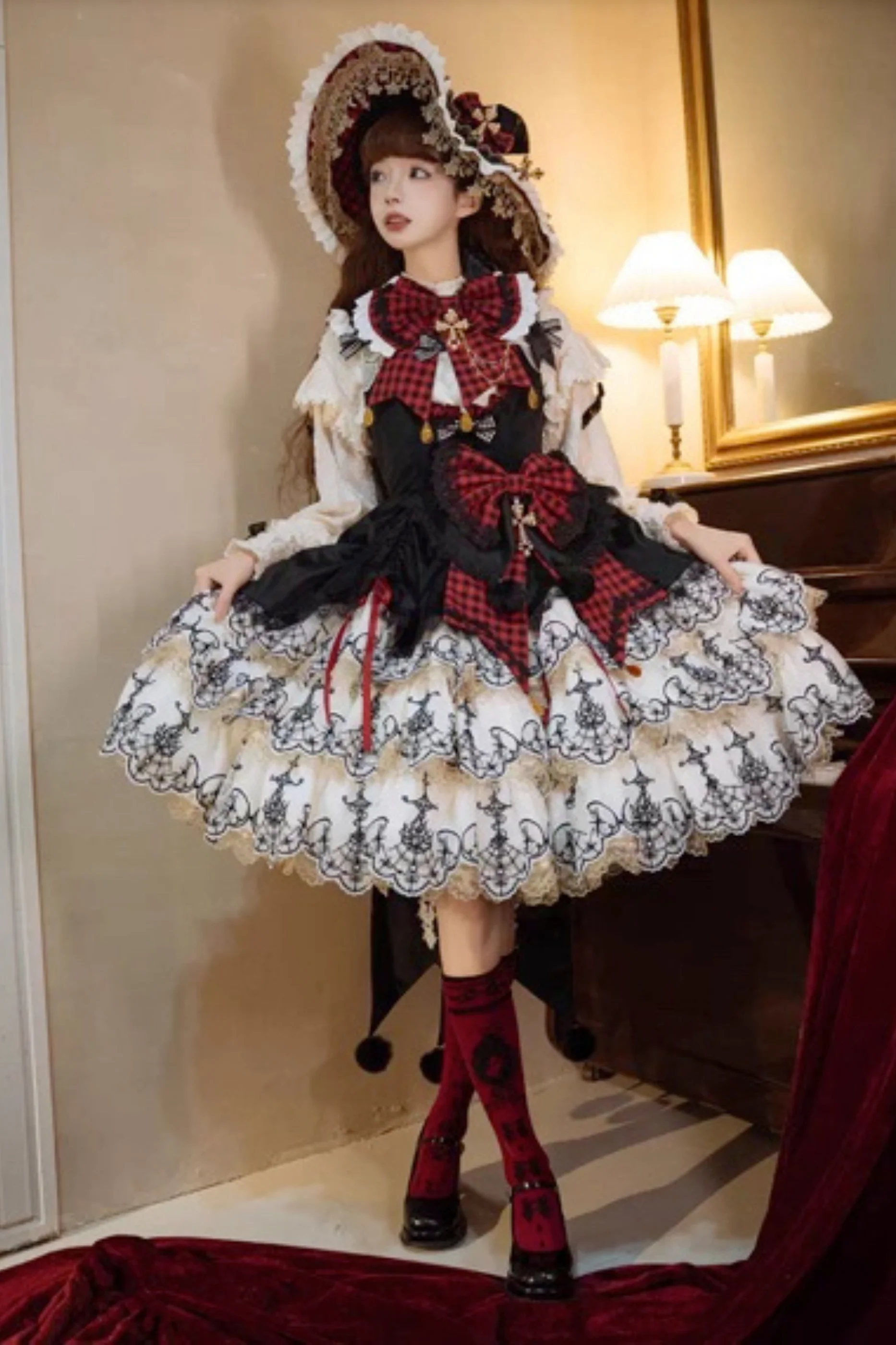 [Pre-order] Element Lolita Jumper Skirt + Inner Top + Cape + Big Ribbon + Hat - Image 35