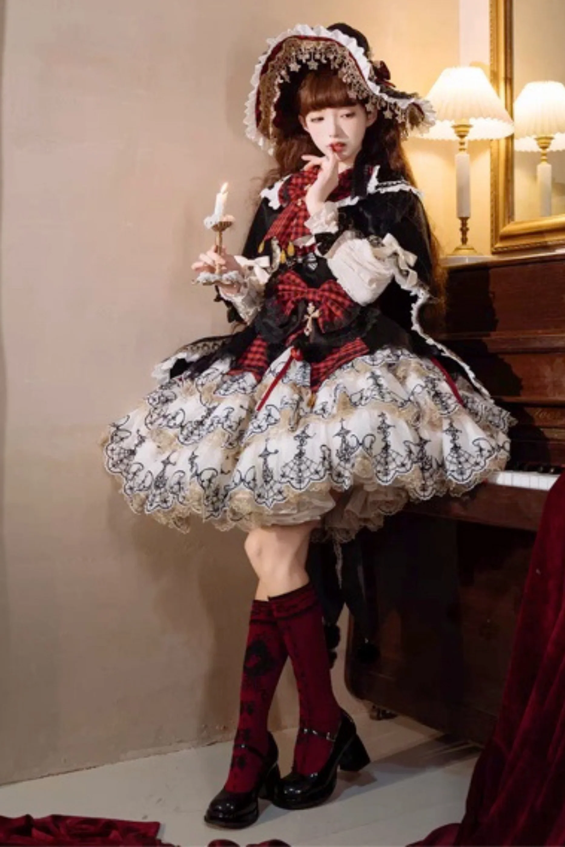 [Pre-order] Element Lolita Jumper Skirt + Inner Top + Cape + Big Ribbon + Hat - Image 37