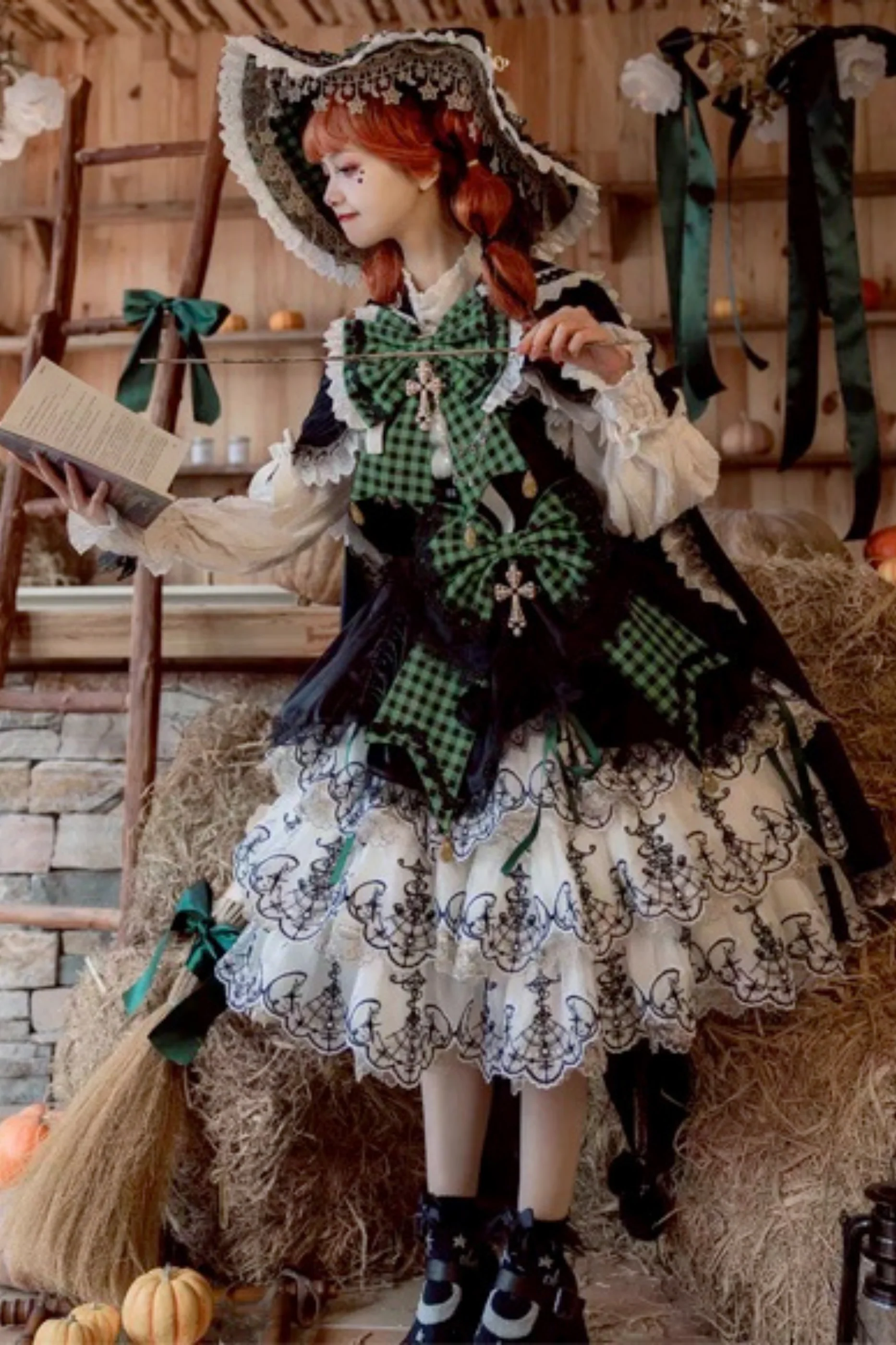 [Pre-order] Element Lolita Jumper Skirt + Inner Top + Cape + Big Ribbon + Hat - Image 42