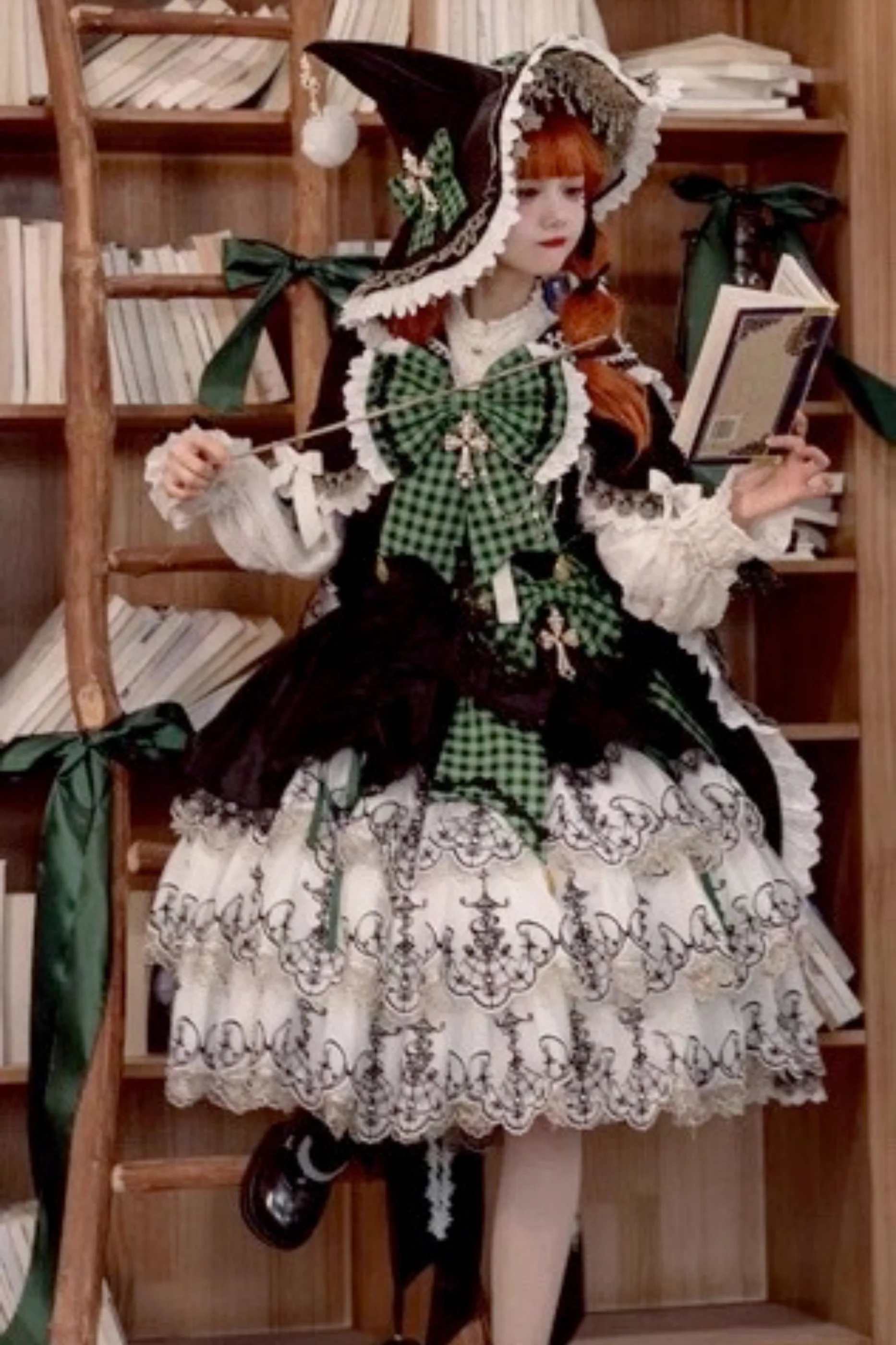 [Pre-order] Element Lolita Jumper Skirt + Inner Top + Cape + Big Ribbon + Hat - Image 45