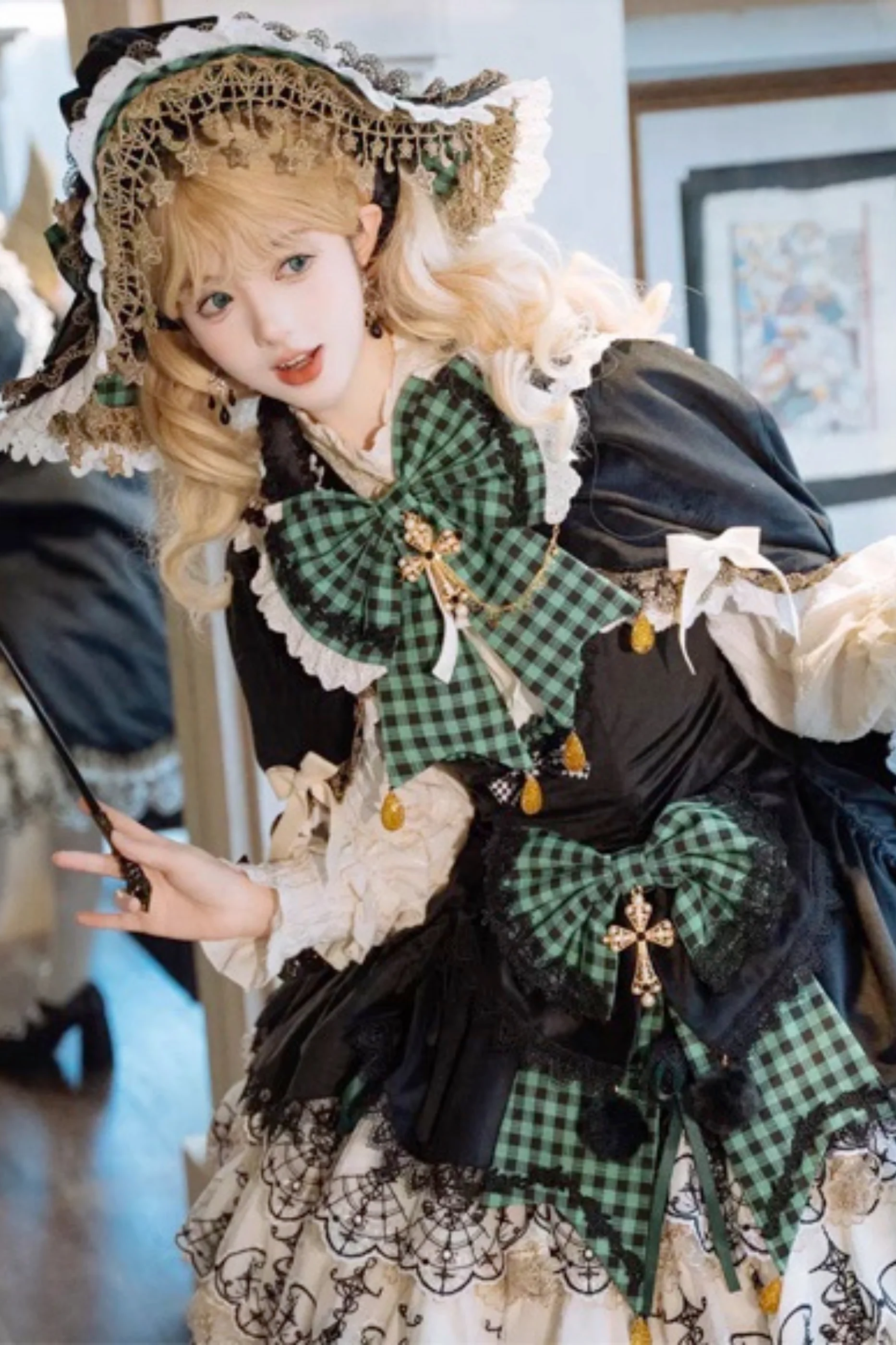 [Pre-order] Element Lolita Jumper Skirt + Inner Top + Cape + Big Ribbon + Hat - Image 48