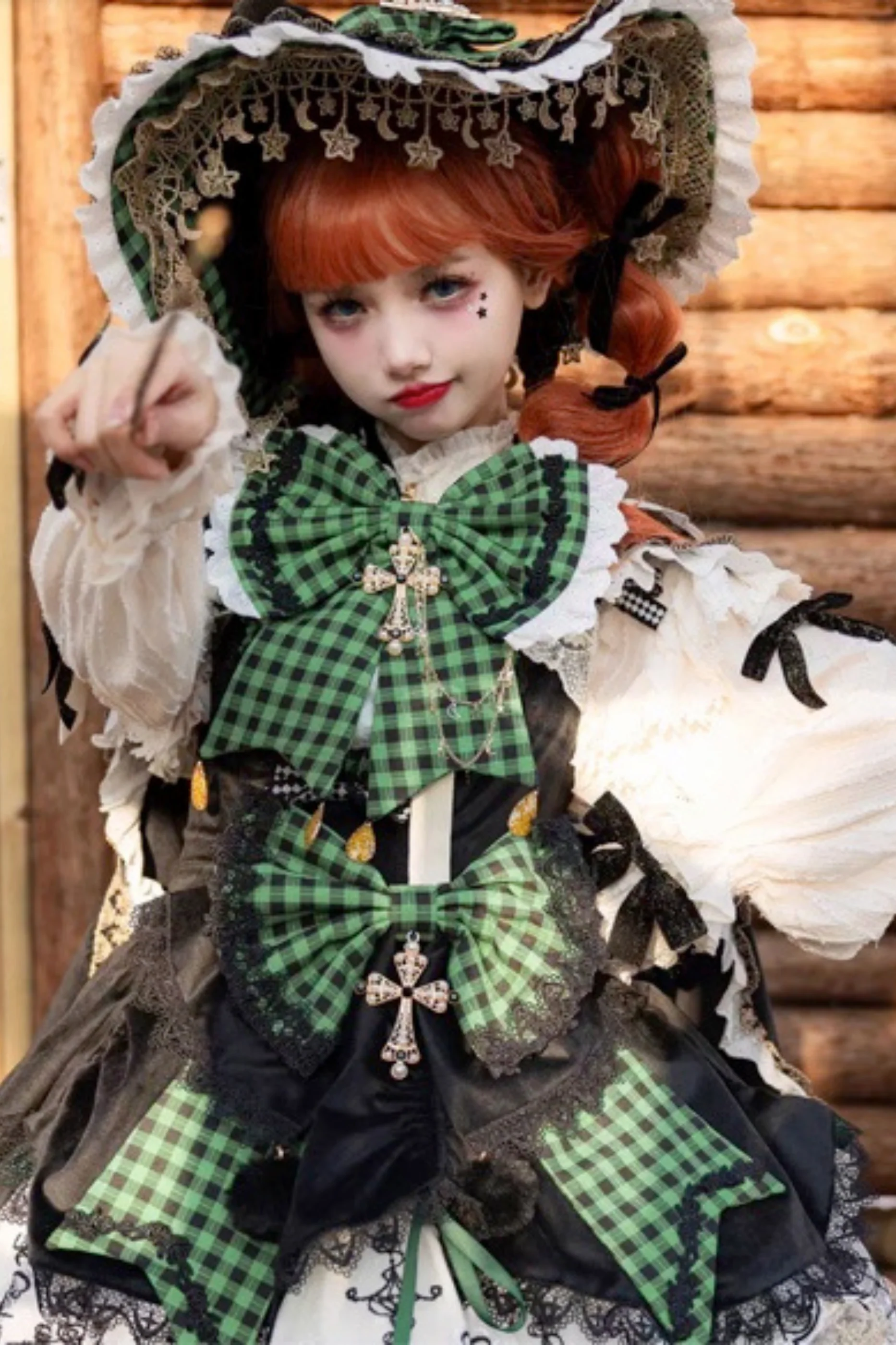 [Pre-order] Element Lolita Jumper Skirt + Inner Top + Cape + Big Ribbon + Hat - Image 5