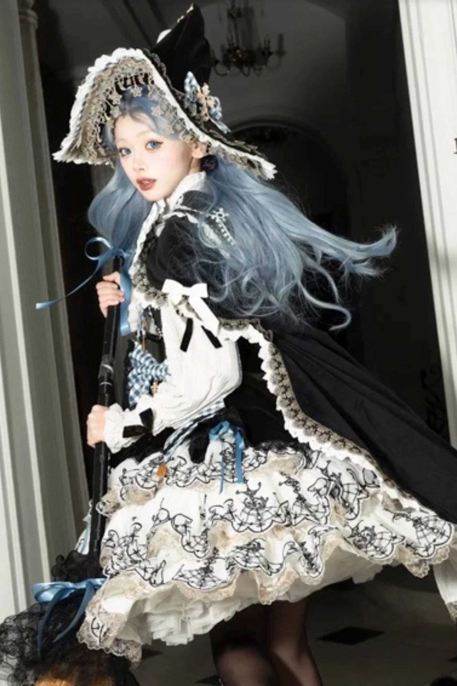 [Pre-order] Element Lolita Jumper Skirt + Inner Top + Cape + Big Ribbon + Hat - Image 56