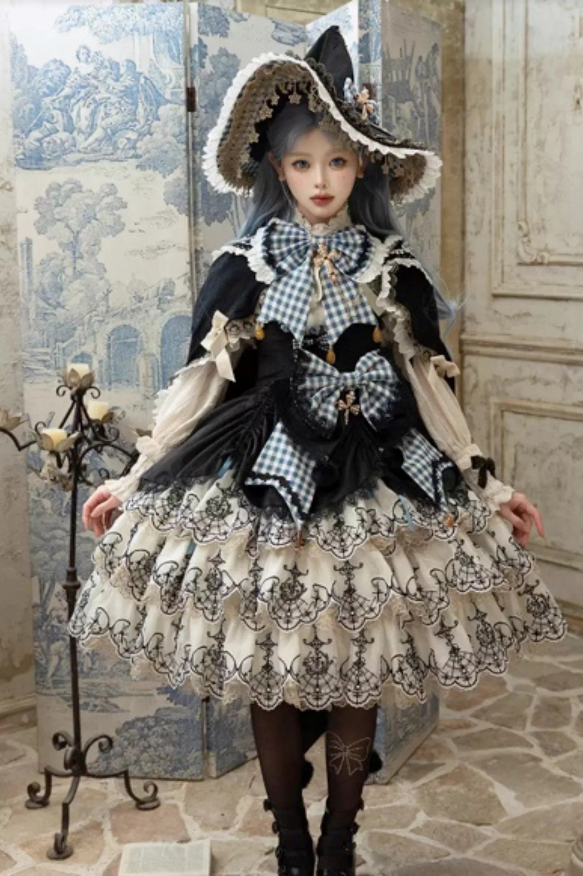 [Pre-order] Element Lolita Jumper Skirt + Inner Top + Cape + Big Ribbon + Hat - Image 57