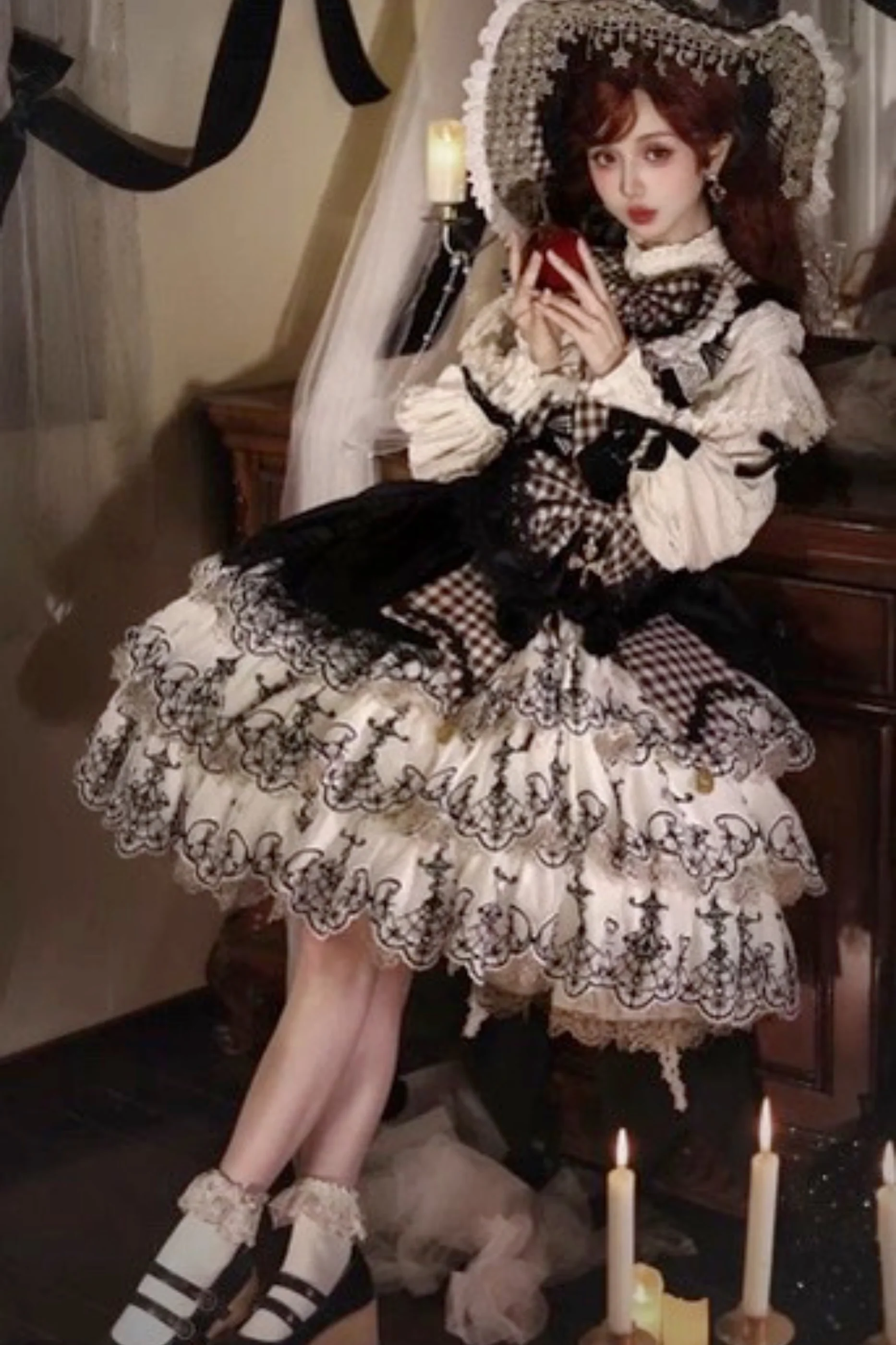 [Pre-order] Element Lolita Jumper Skirt + Inner Top + Cape + Big Ribbon + Hat - Image 68
