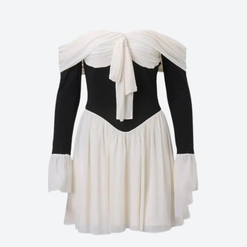 Tie Front Off Shoulder Corset Mini Dress - Image 4