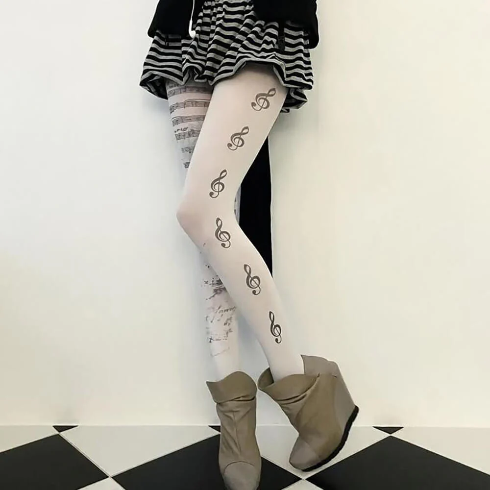 Treble Clef Print Tights - Image 2