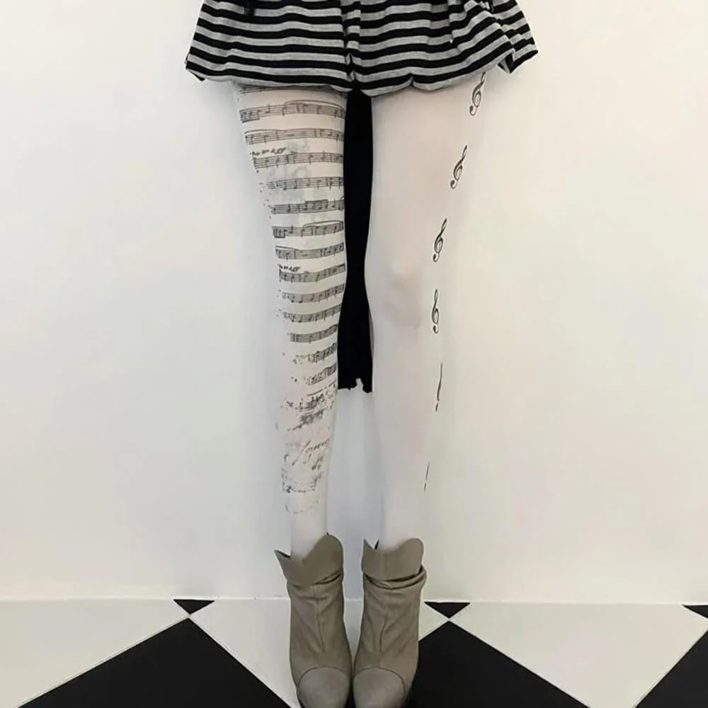 Treble Clef Print Tights - Image 5