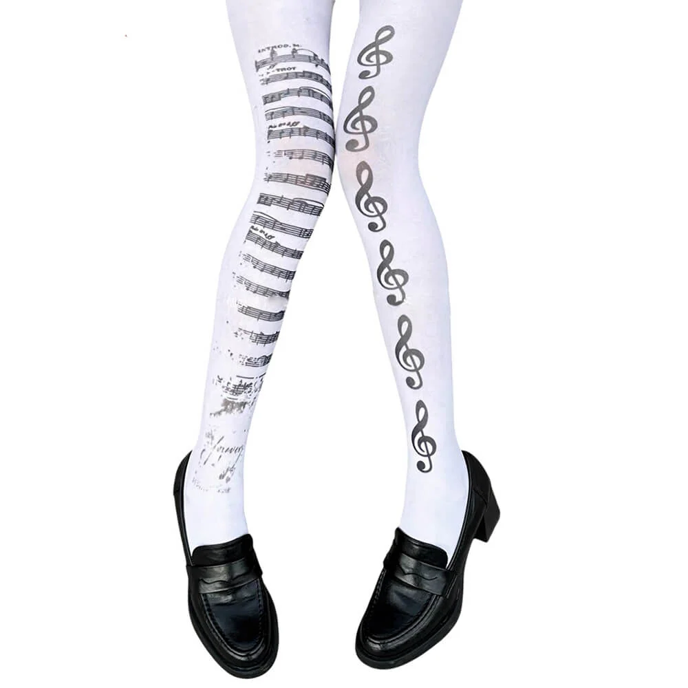 Treble Clef Print Tights - Image 6