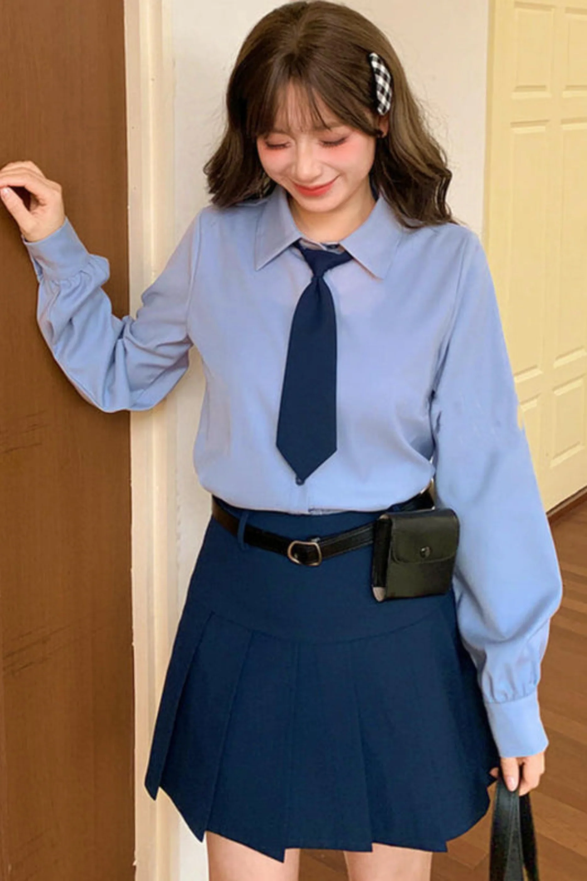 Tribal Blue Blouse with Tie Top + Skirt + Outer - Image 11
