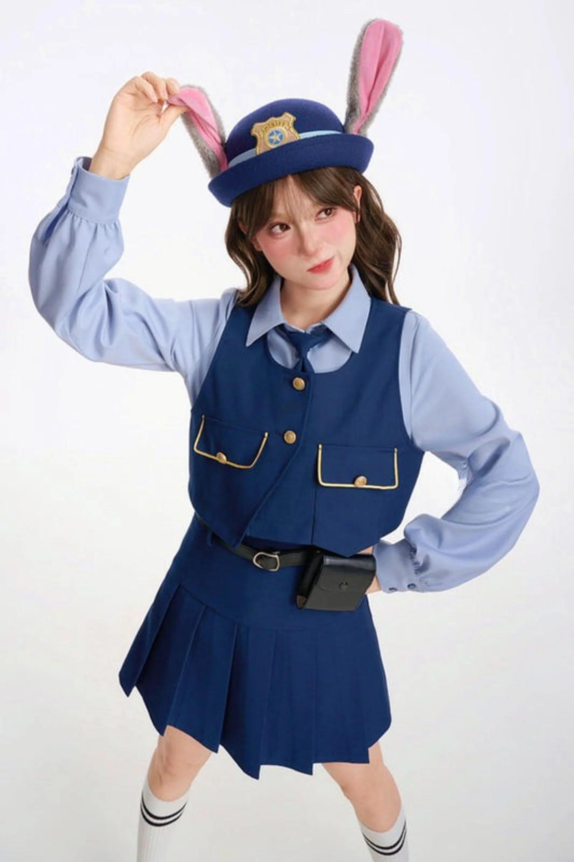 Tribal Blue Blouse with Tie Top + Skirt + Outer - Image 4