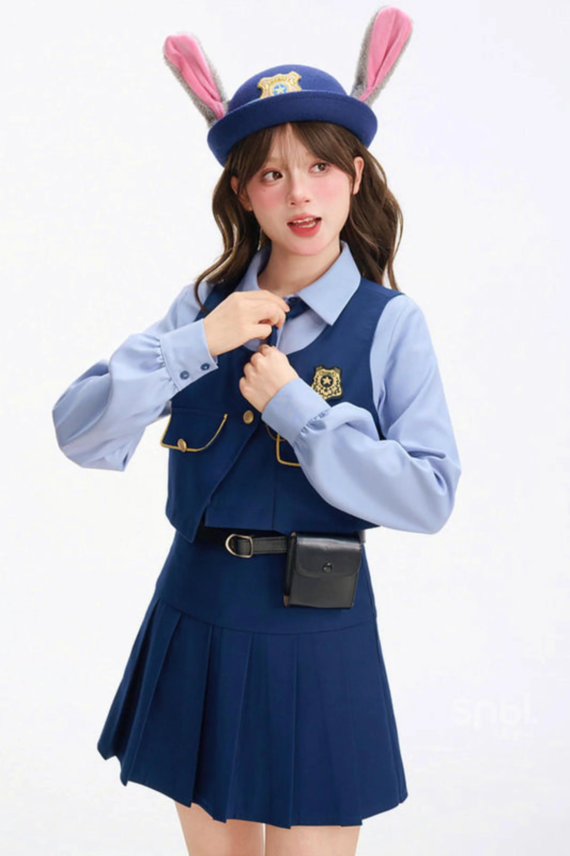 Tribal Blue Blouse with Tie Top + Skirt + Outer - Image 3