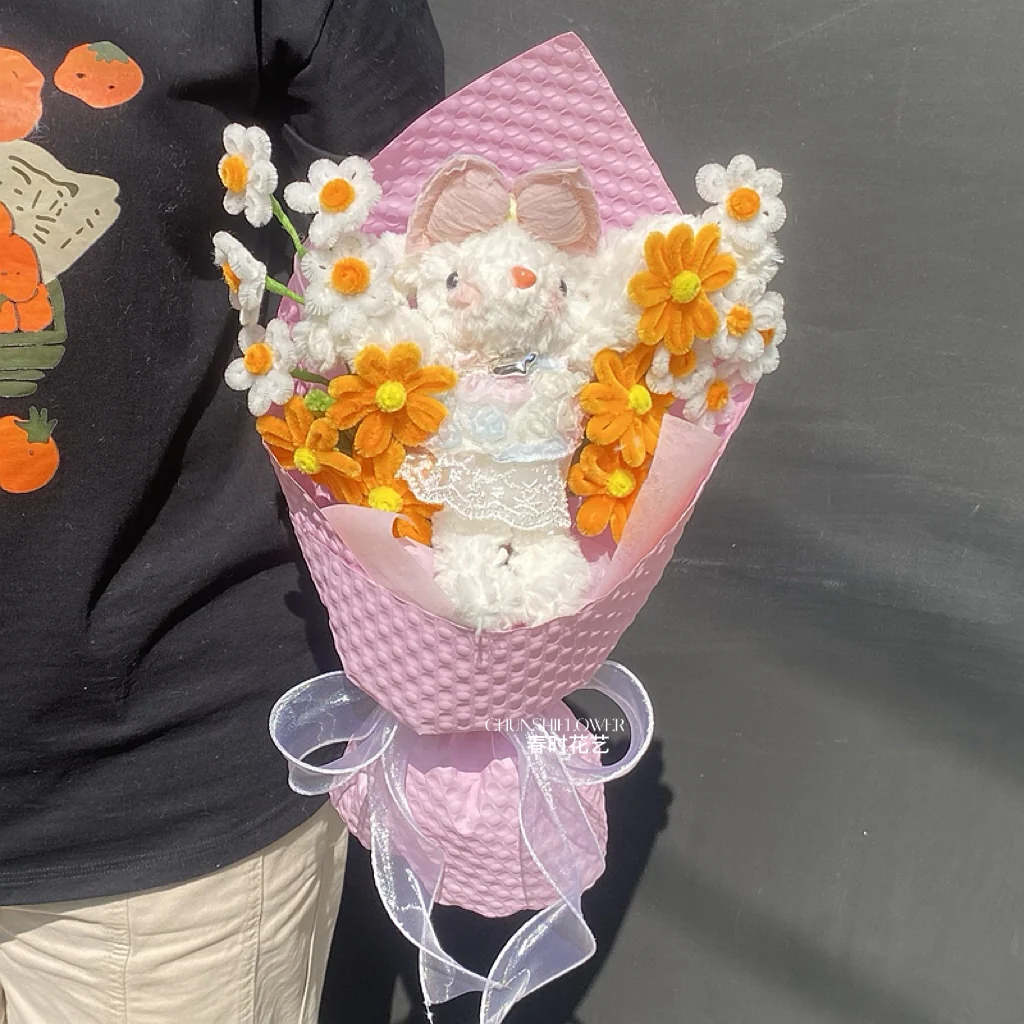 twist stick flower lop-eared rabbit plush doll bouquet - Image 6