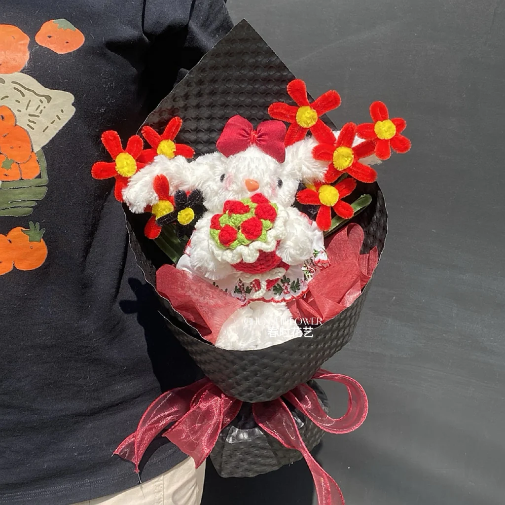 twist stick flower lop-eared rabbit plush doll bouquet - Image 7
