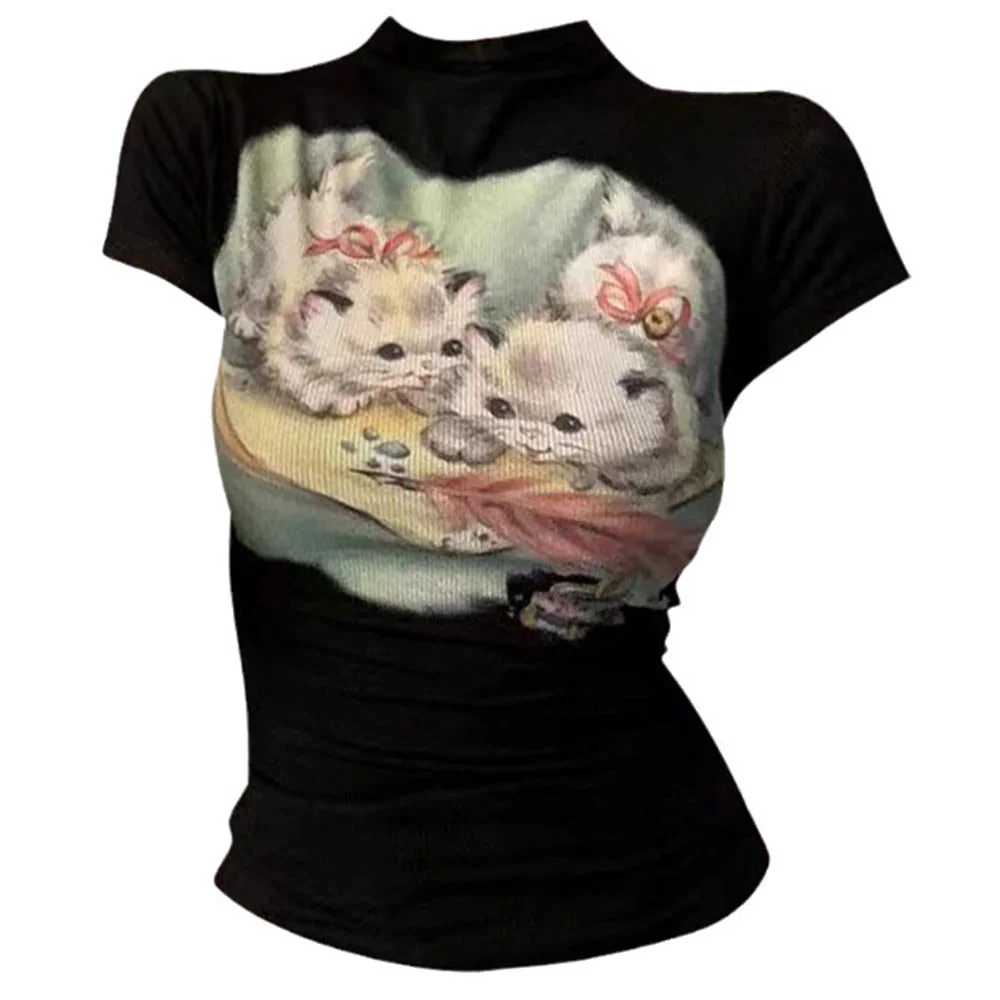 Two Kittens Y2K Baby Tee - Image 8