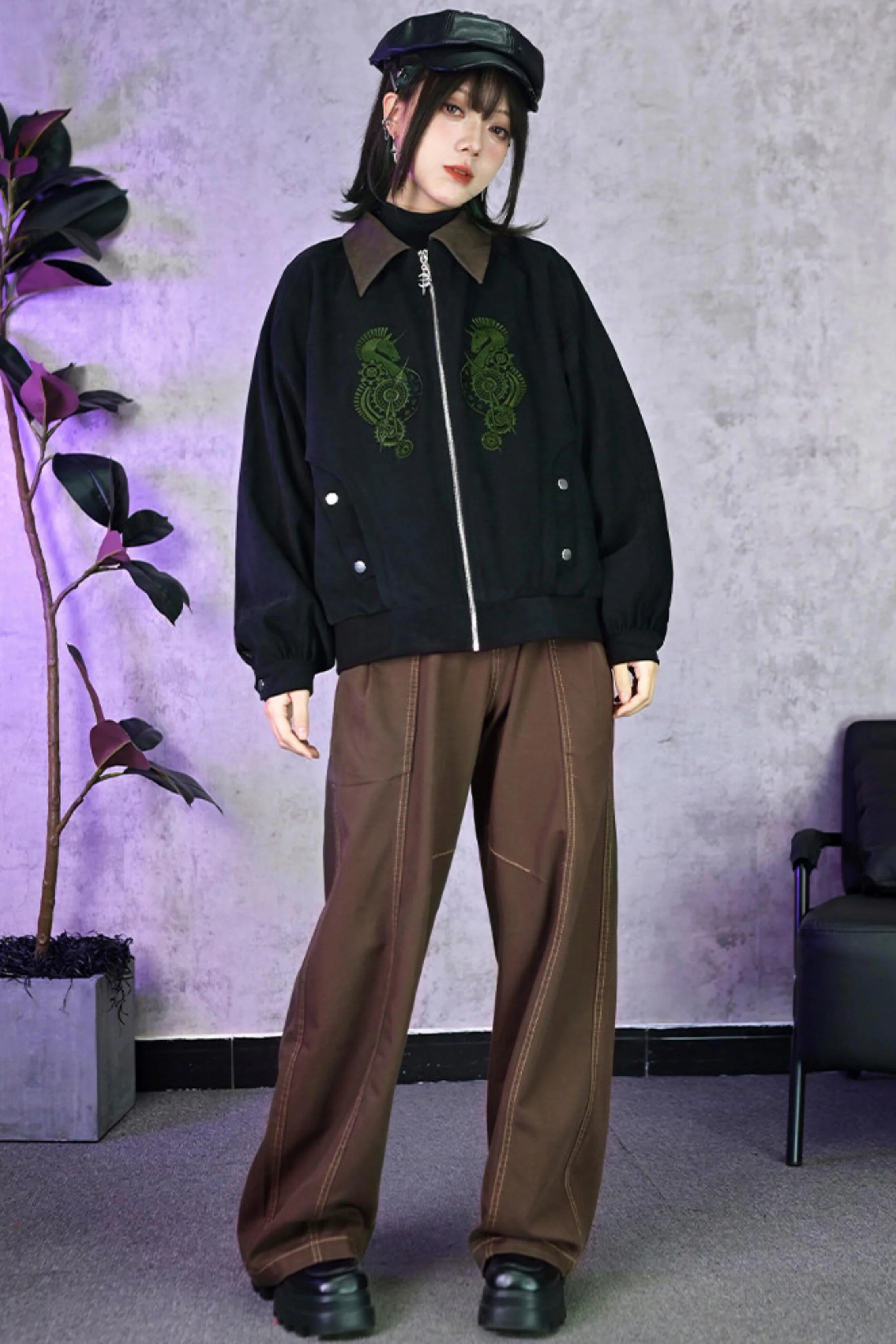 Casual Edgy Chess Retro Jacket - Image 16