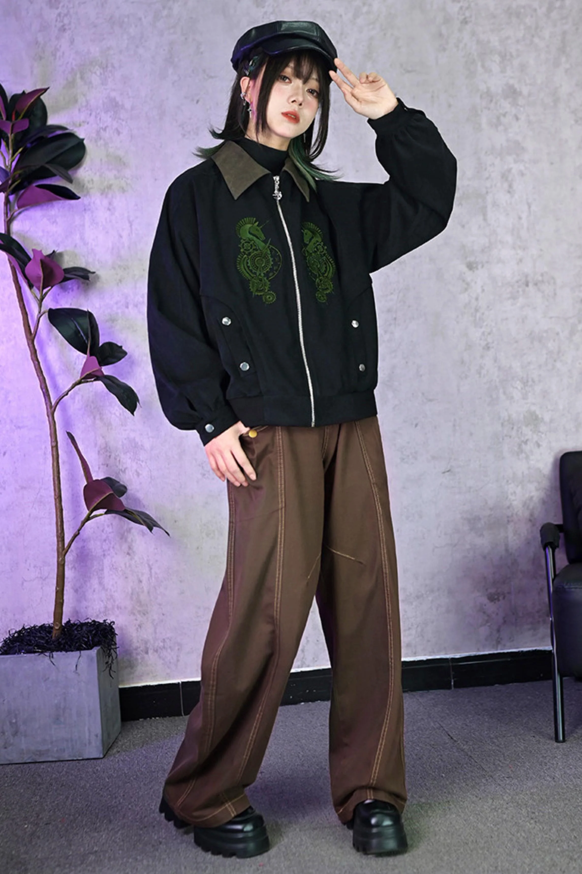 Casual Edgy Chess Retro Jacket - Image 14