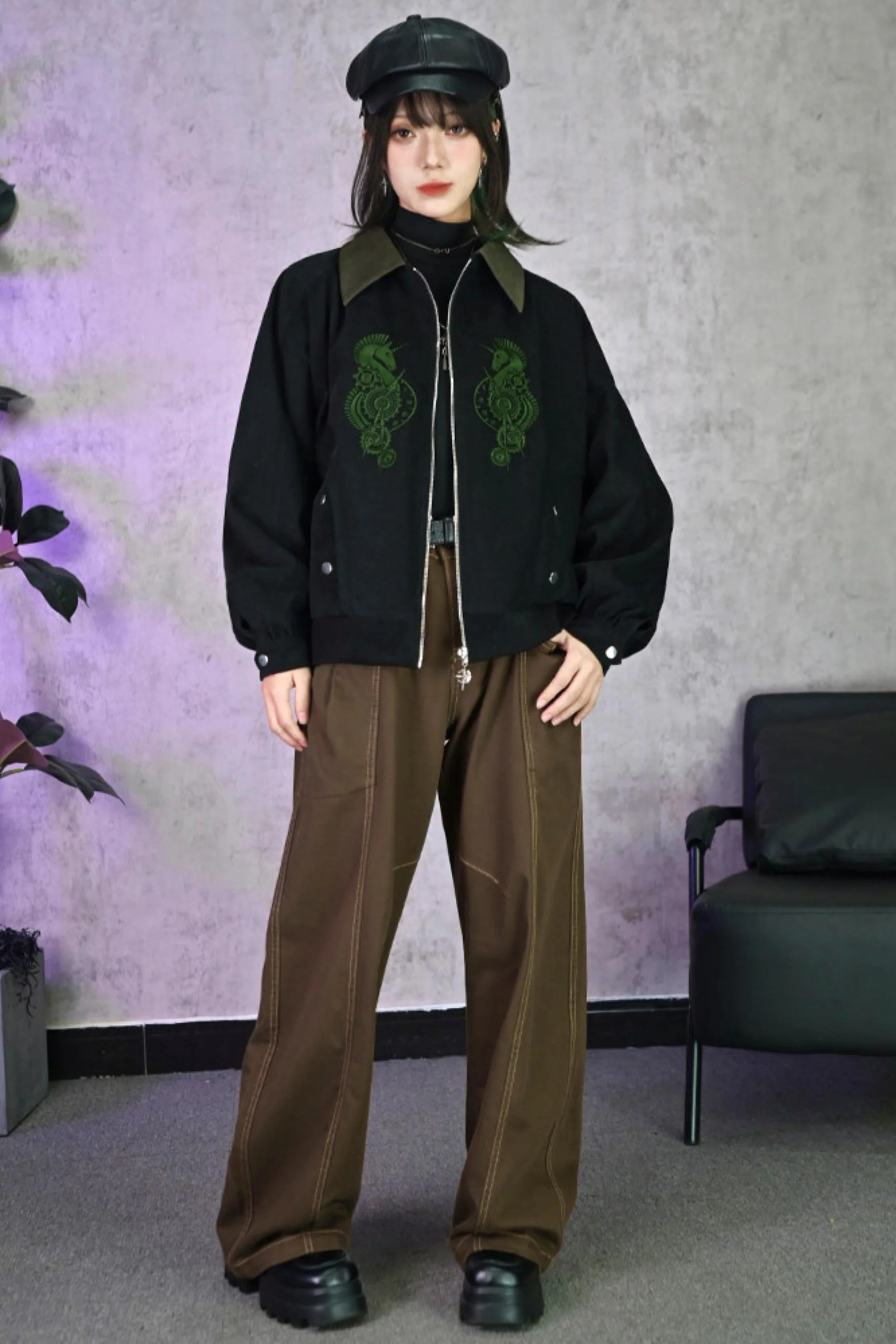 Casual Edgy Chess Retro Jacket - Image 19