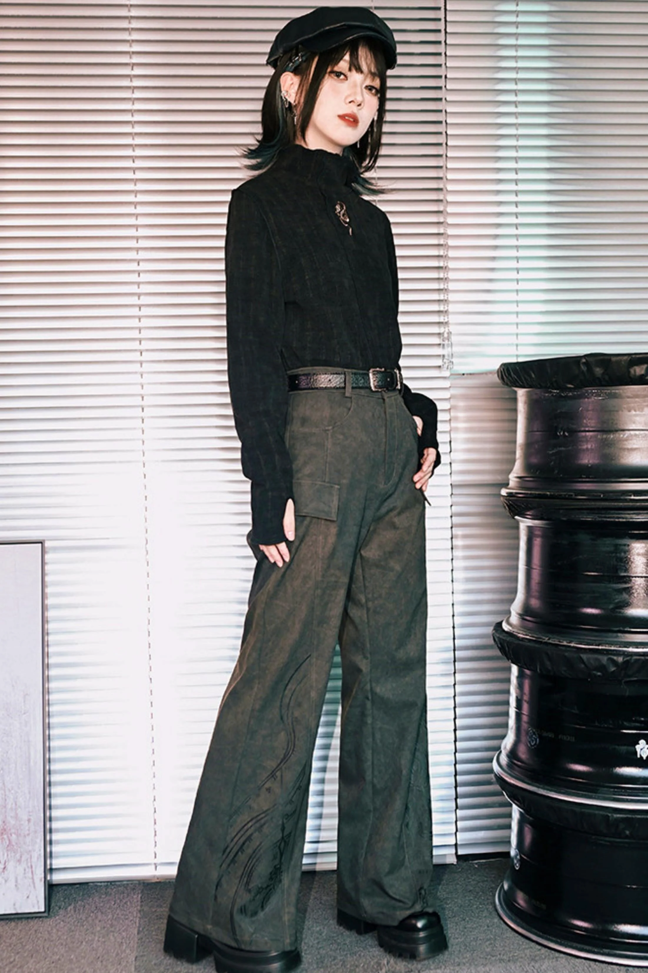 Edgy Boot-Cut Slacks - Image 9