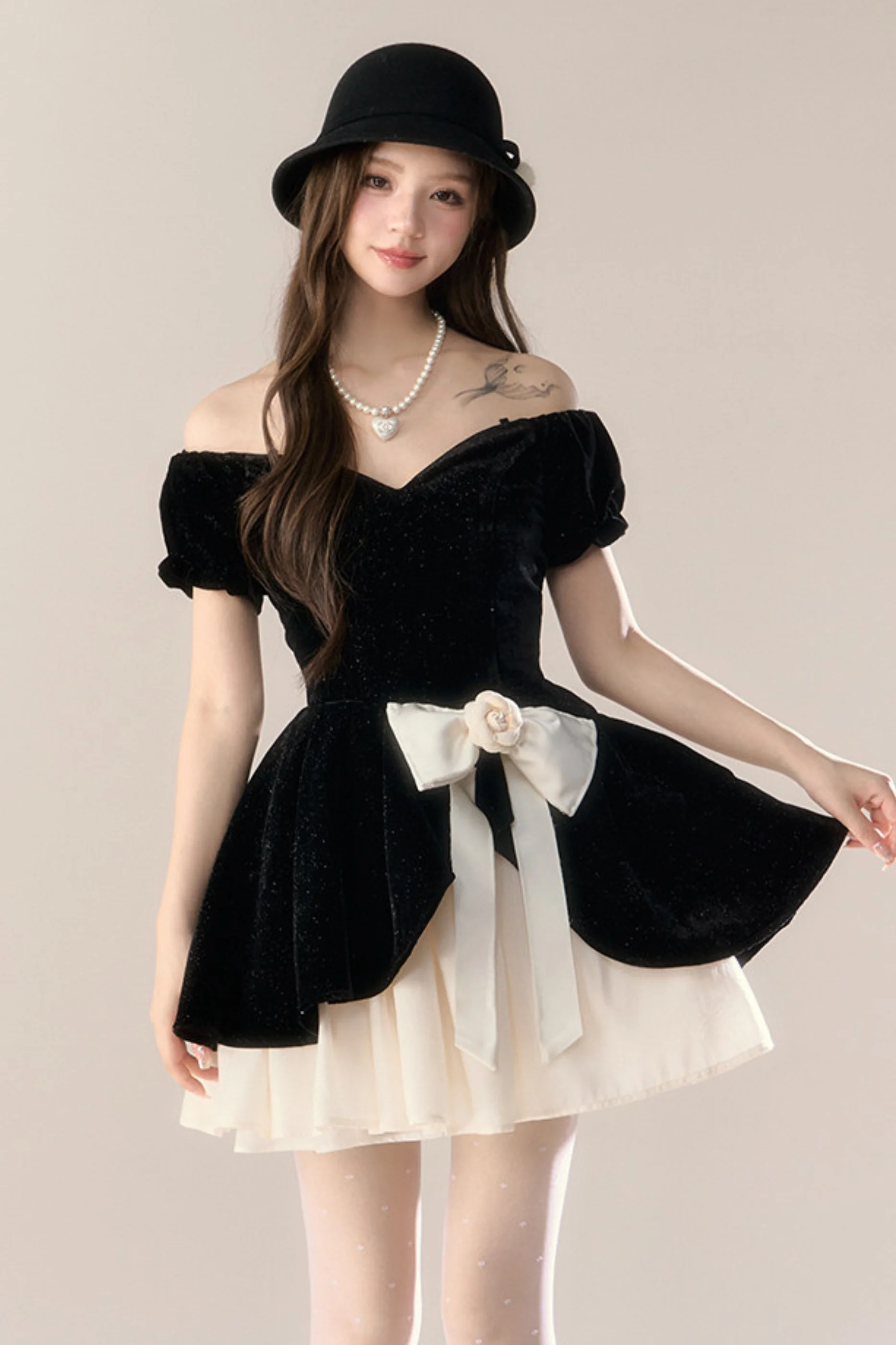 Velvet Chic Girly French Banquet Dress - Image 8
