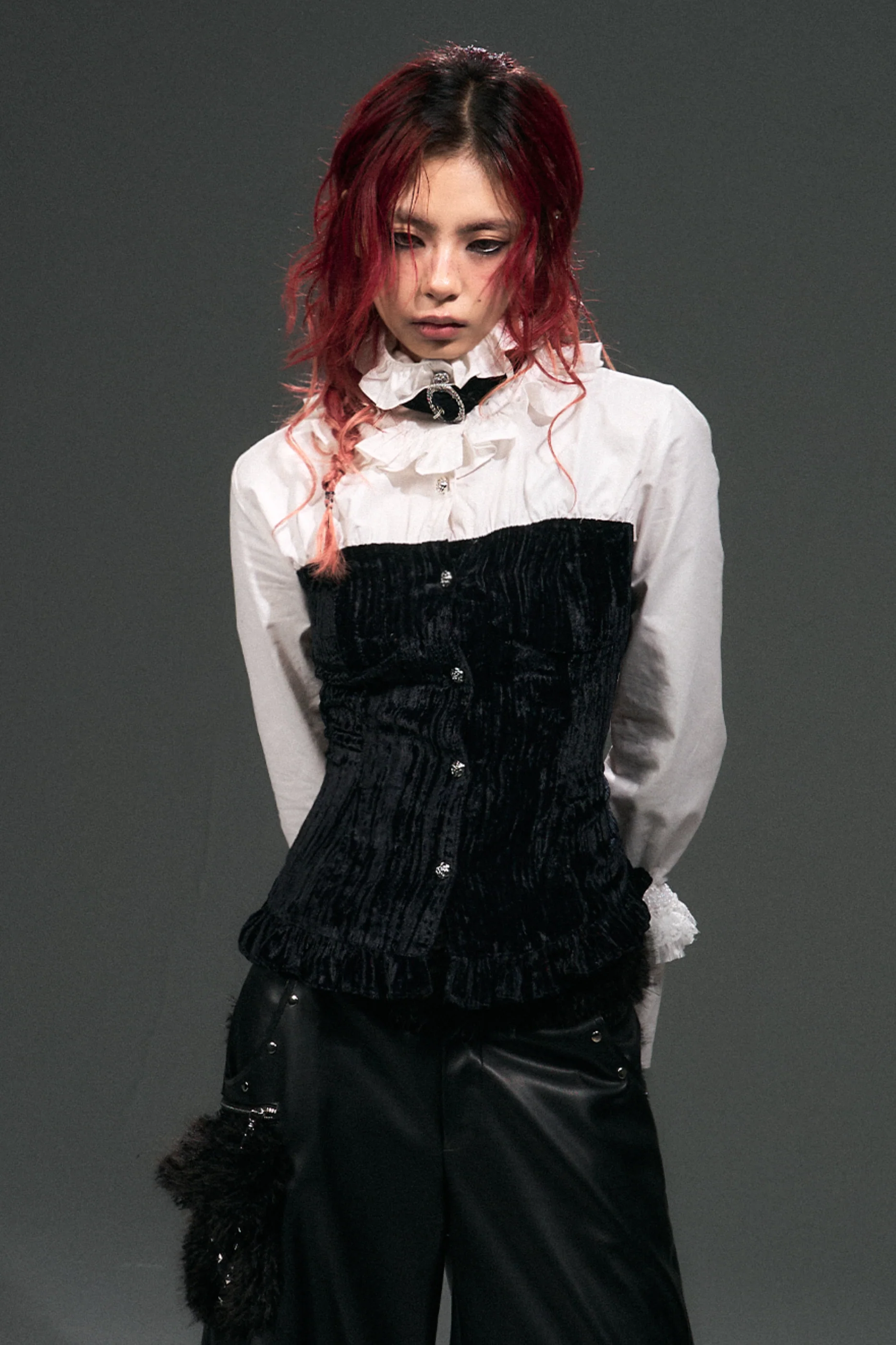 Velvet Lace-Up Blouse - Image 11