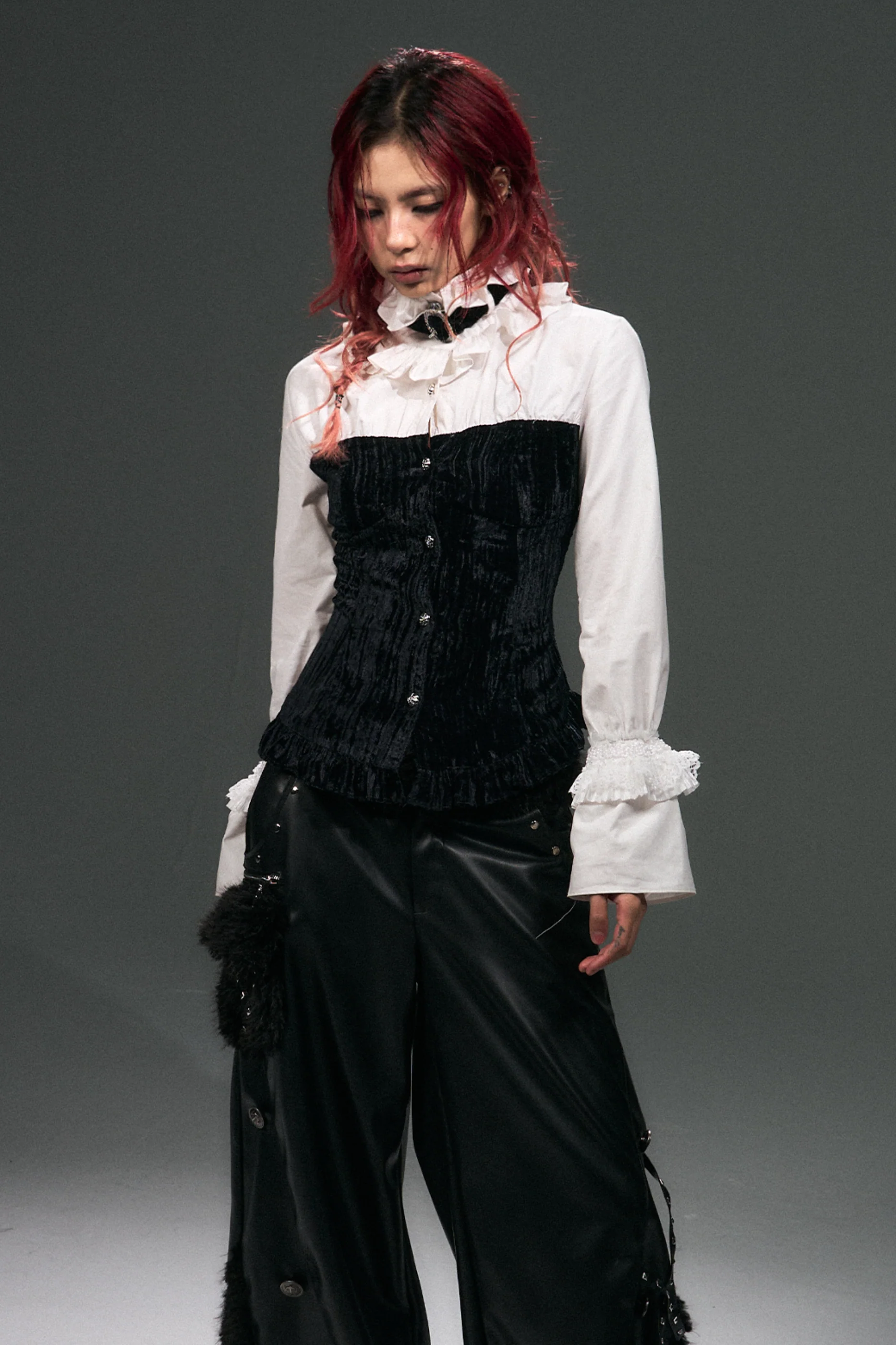 Velvet Lace-Up Blouse - Image 4