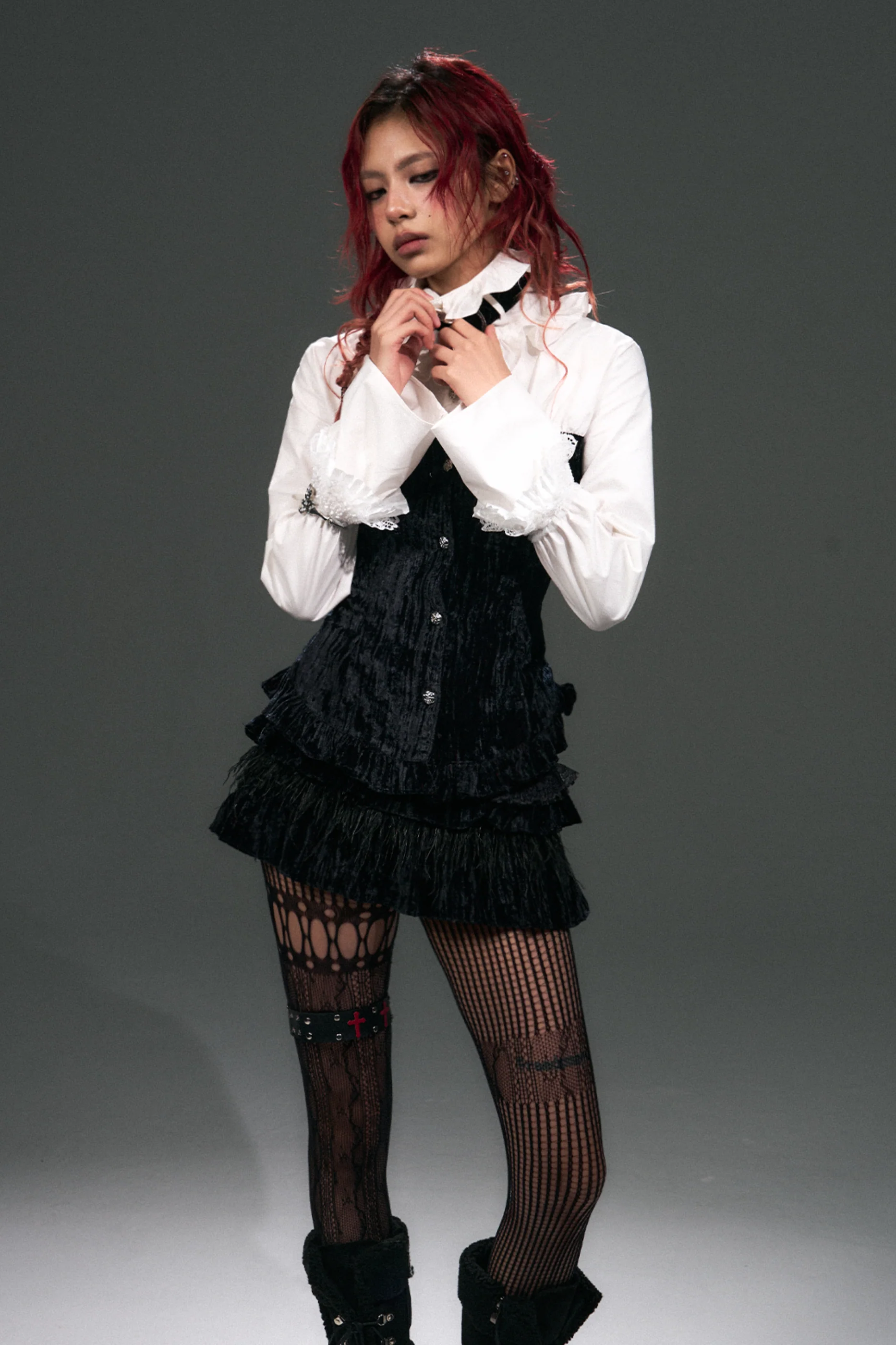 Velvet Lace-Up Blouse - Image 5
