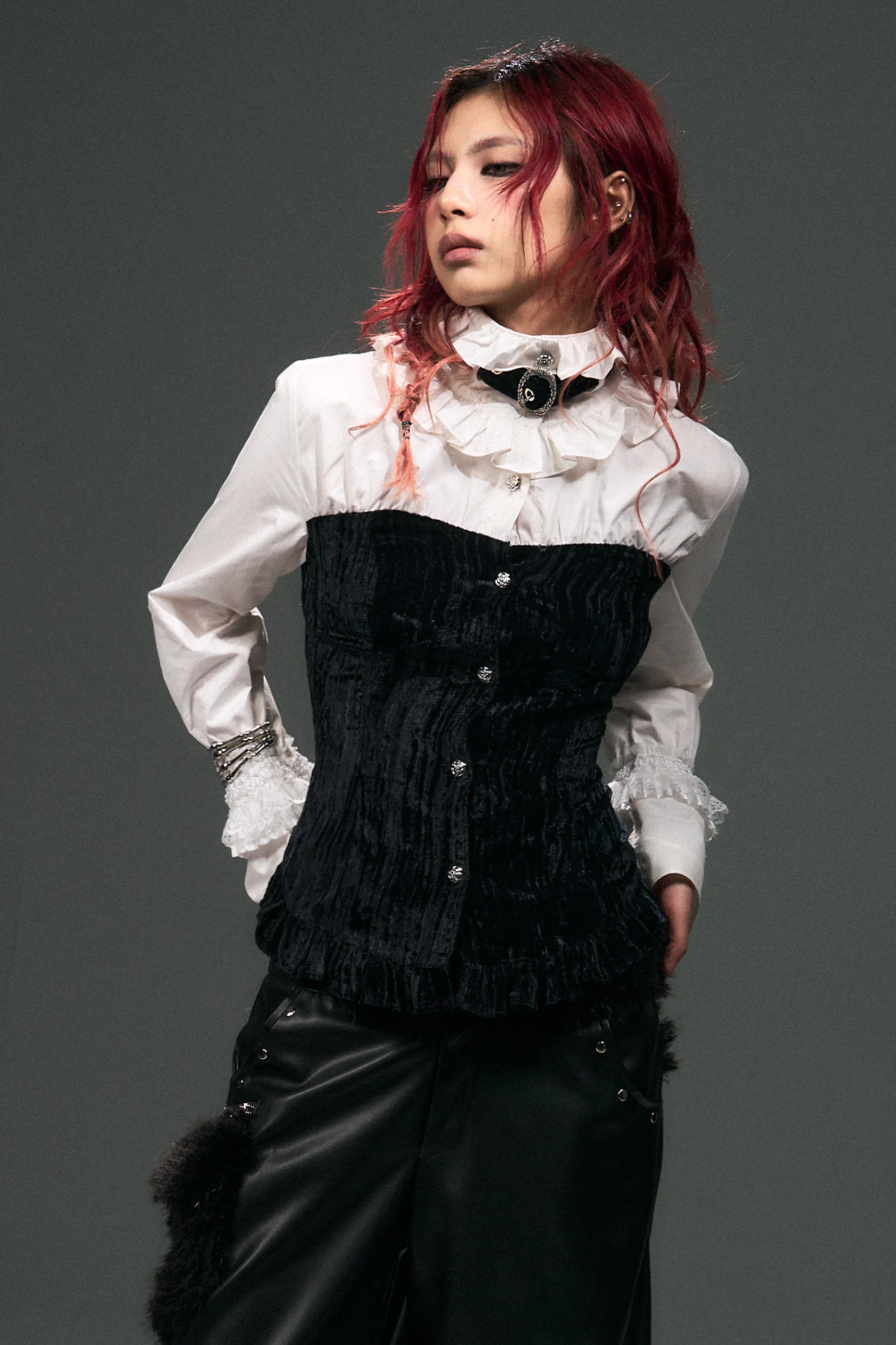 Velvet Lace-Up Blouse - Image 6