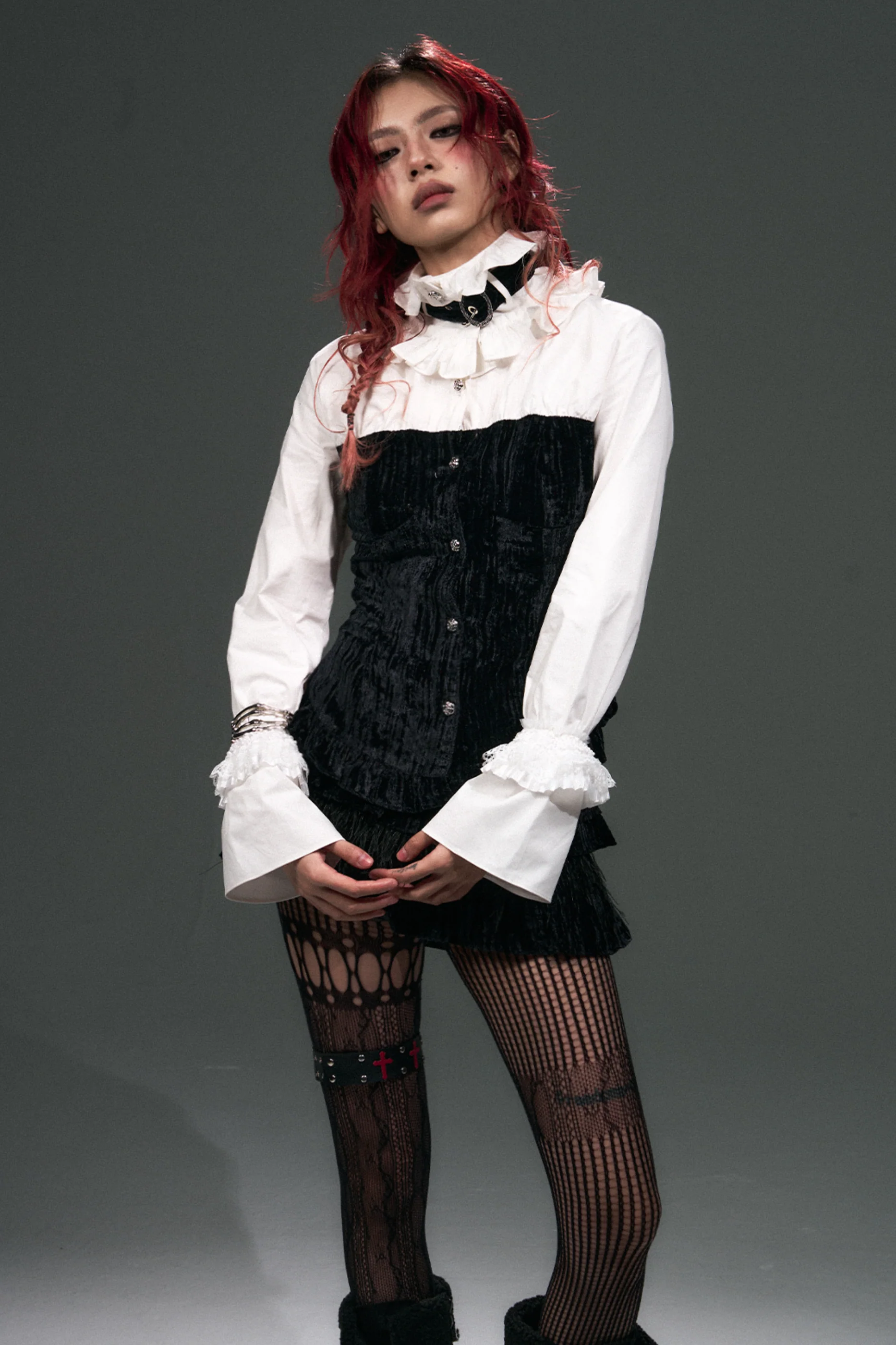 Velvet Lace-Up Blouse - Image 8