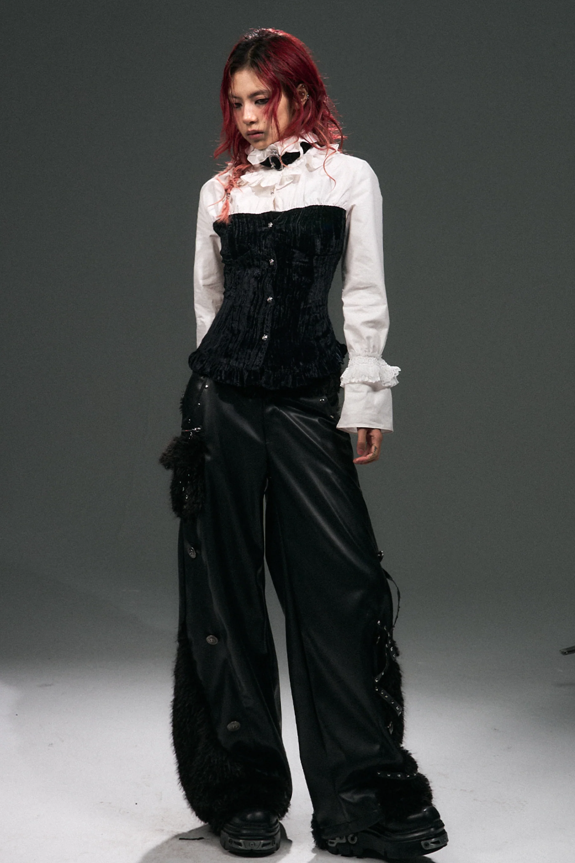 Velvet Lace-Up Blouse - Image 9